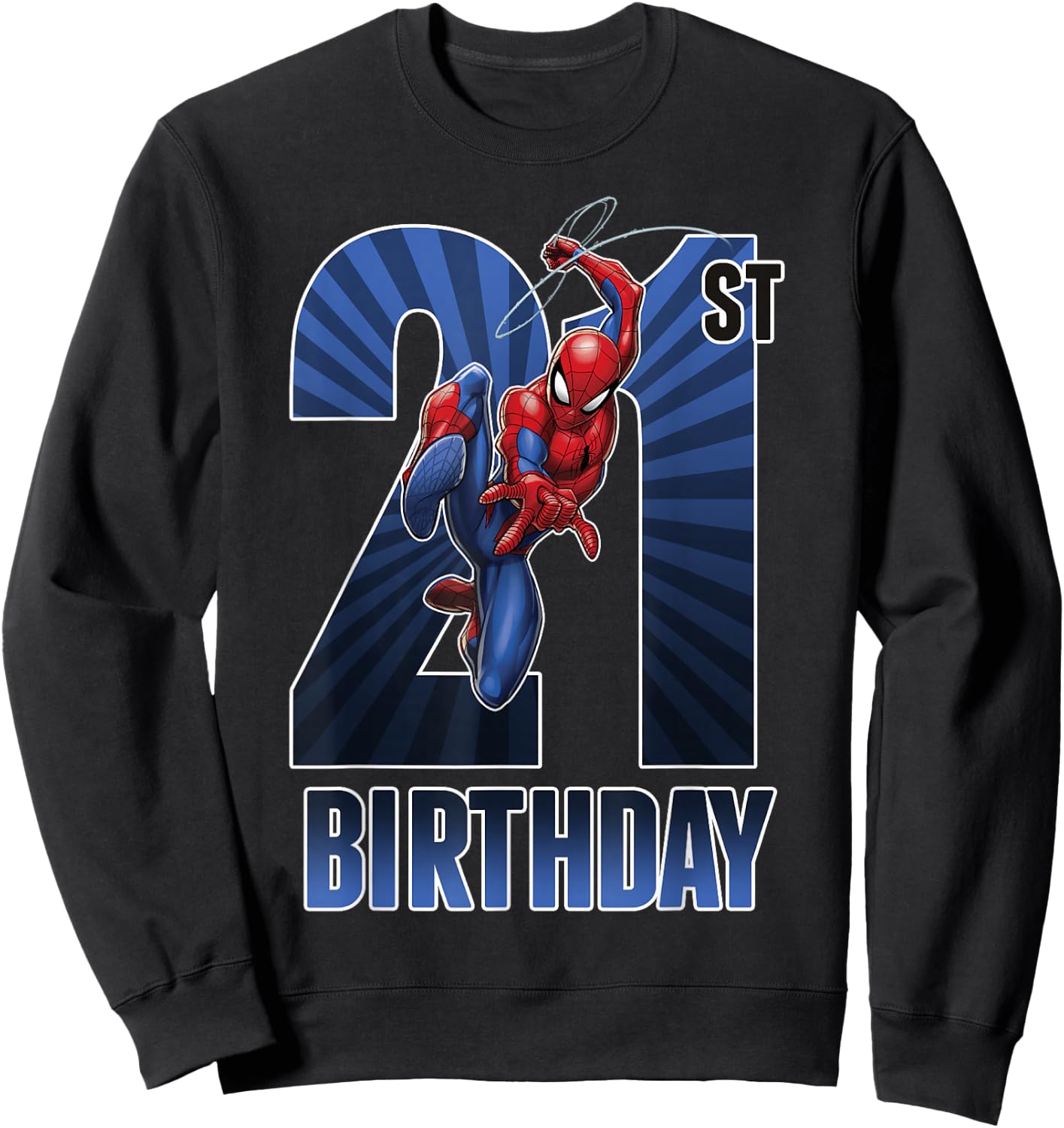 Marvel Spider-Man Swinging 21st Birthday Graphic Sweatshirt - Sweatshirt | Black