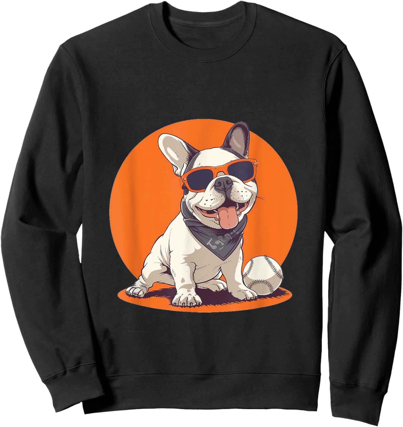Cute French Bulldog Baseball Sports Dog Sunglasses Frenchie Women Kids Sweatshirt - Sweatshirt | Black
