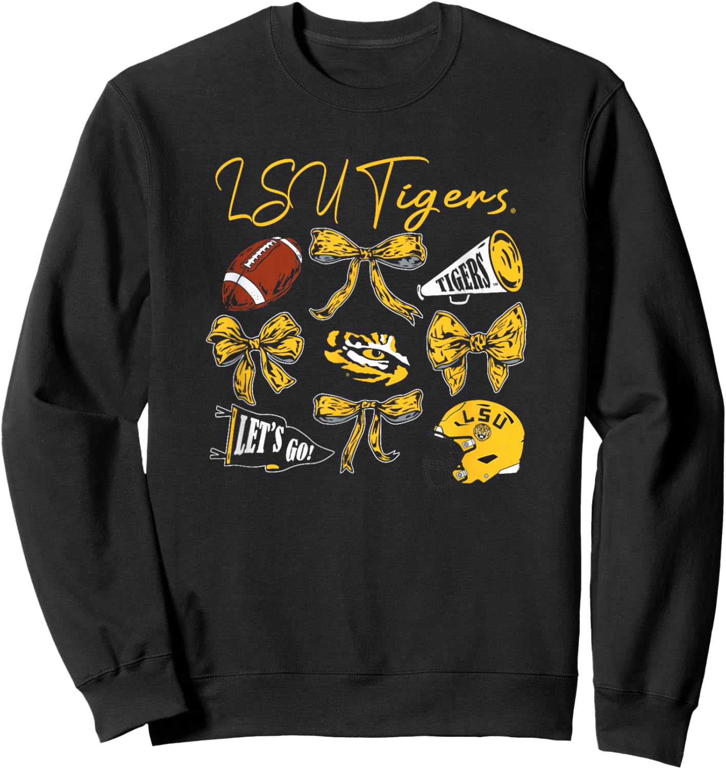 LSU Tigers Football Bows Purple Officially Licensed Sweatshirt - Sweatshirt | Black