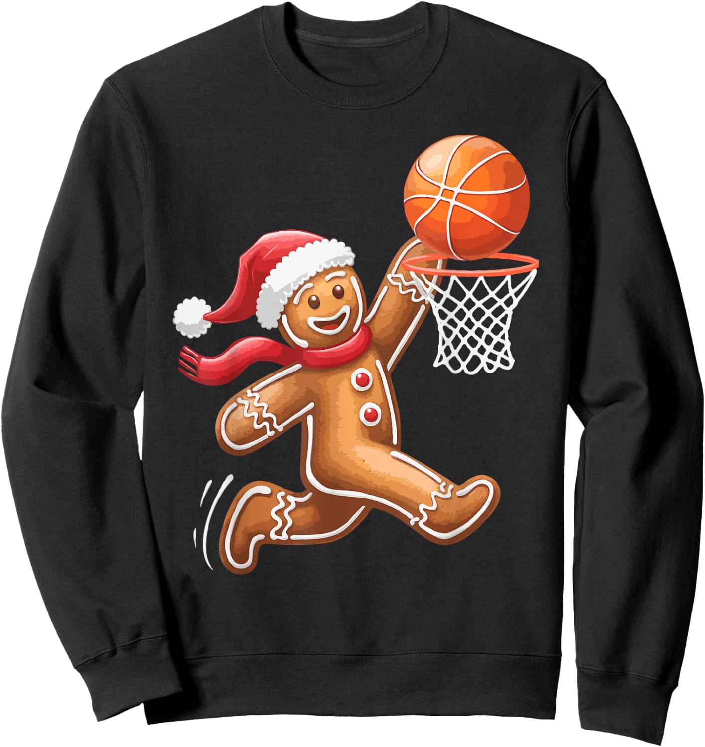 Gingerbread Man Playing Basketball Christmas Xmas Kids Men Sweatshirt - Sweatshirt | Black