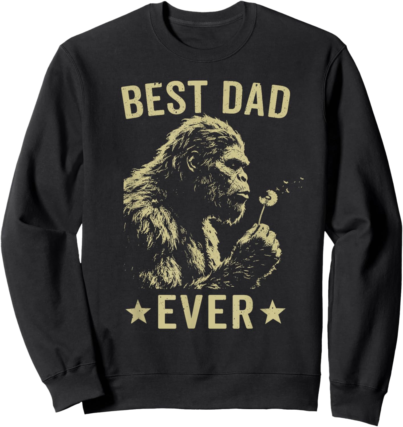 Retro Best Dad Ever Bigfoot Sasquatch Funny Father's Day Sweatshirt - Sweatshirt | Black