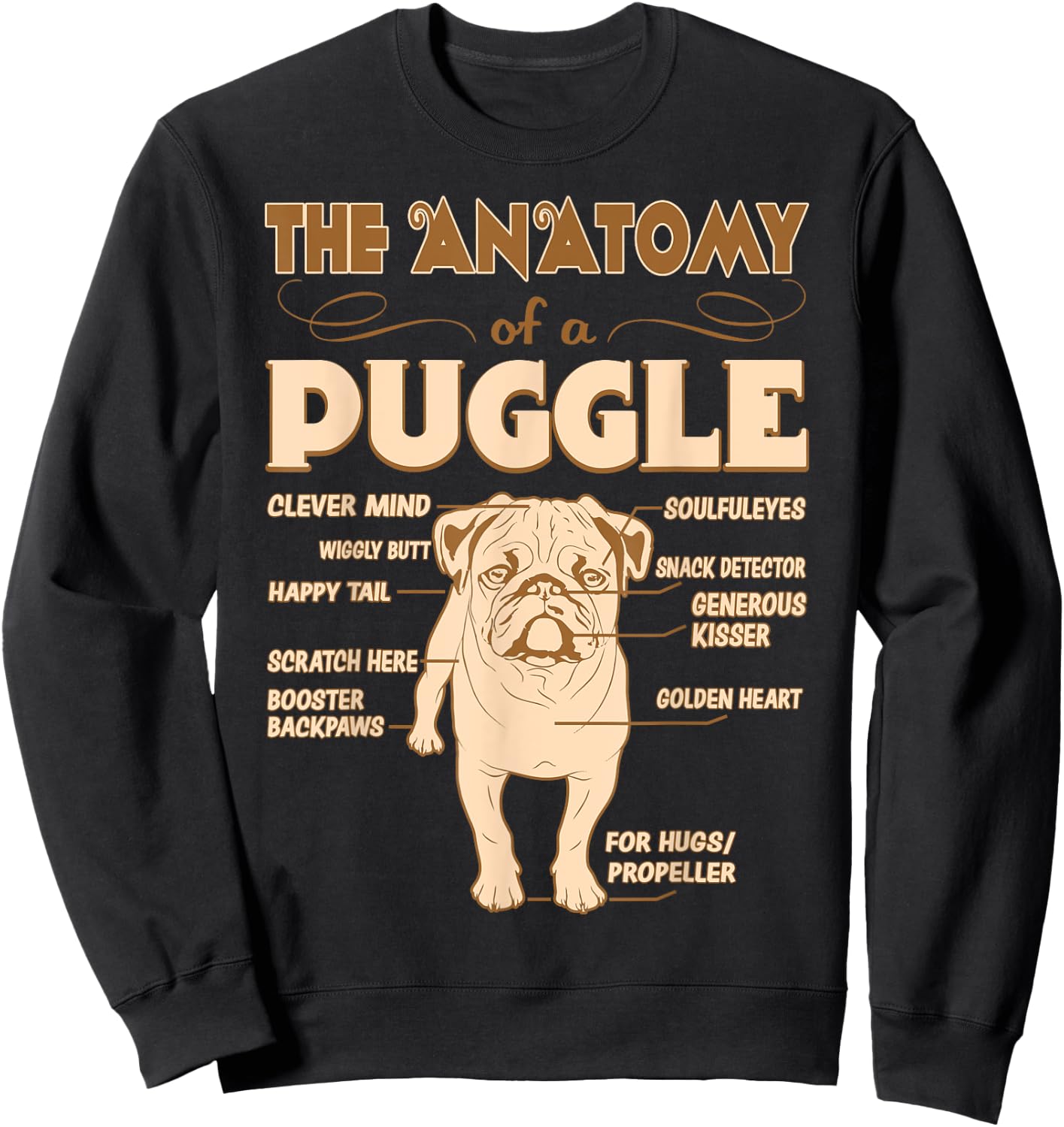 The Anatomy Of Puggle Pet Lovers Gift Sweatshirt - Sweatshirt | Black