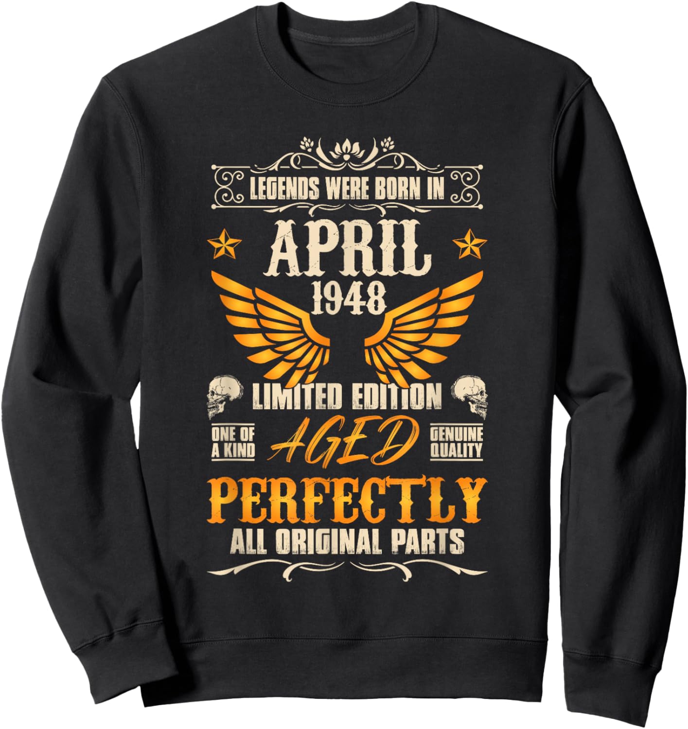 78rd Birthday Vintage Legends Born in 1948 78 Years April Sweatshirt - Sweatshirt | Black