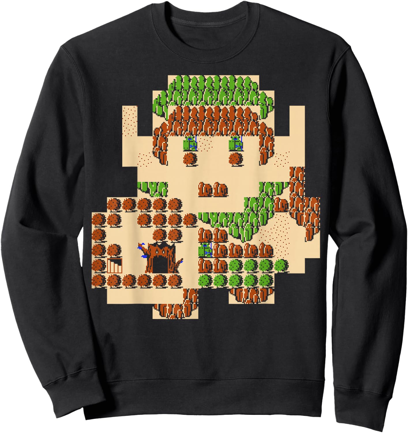 Nintendo Zelda Link Portrait 8-Bit Map Graphic Sweatshirt - Sweatshirt | Black