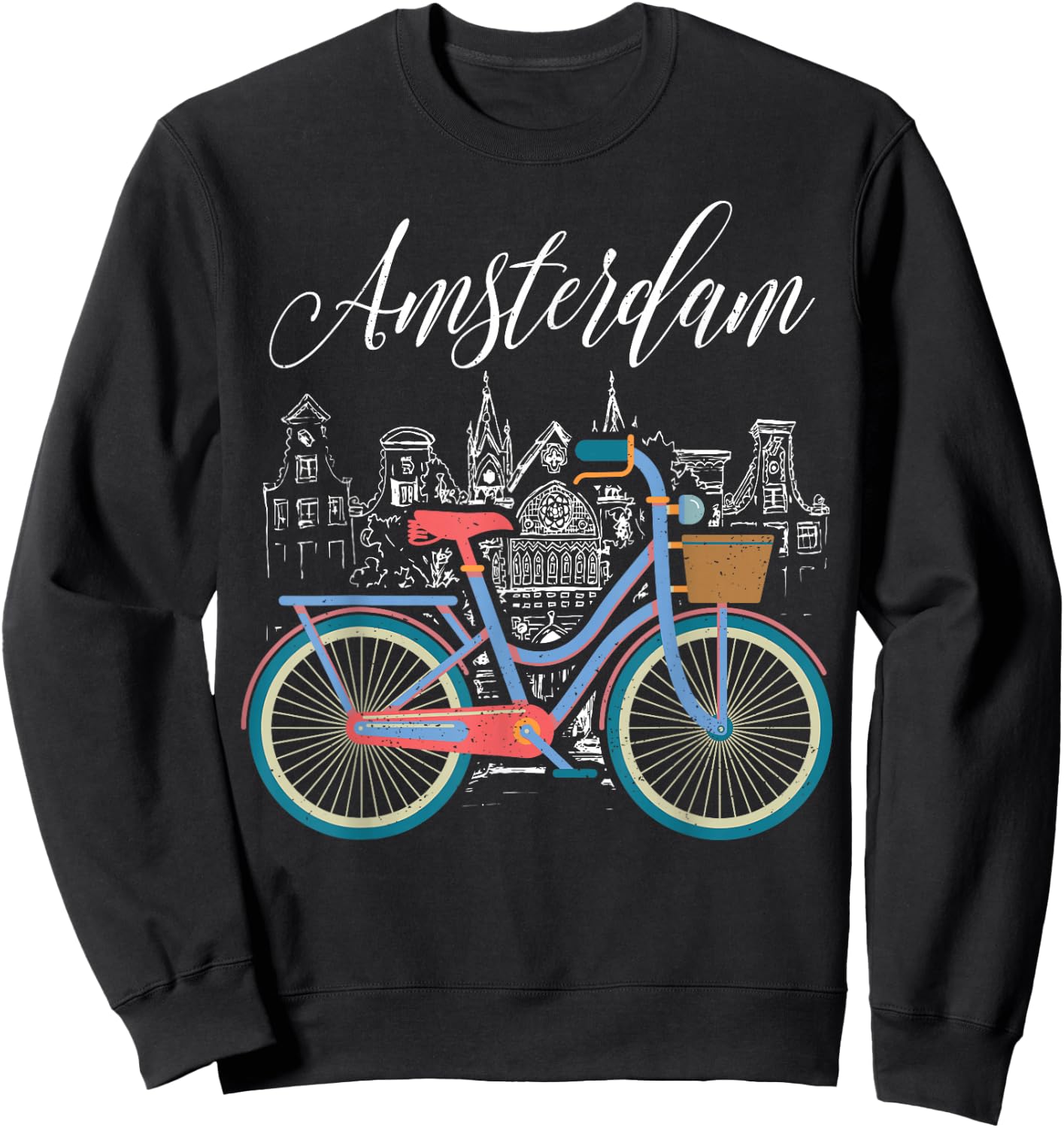Love Cycling Luv Amsterdam Retro Bike Gift Design Idea Sweatshirt - Sweatshirt | Black