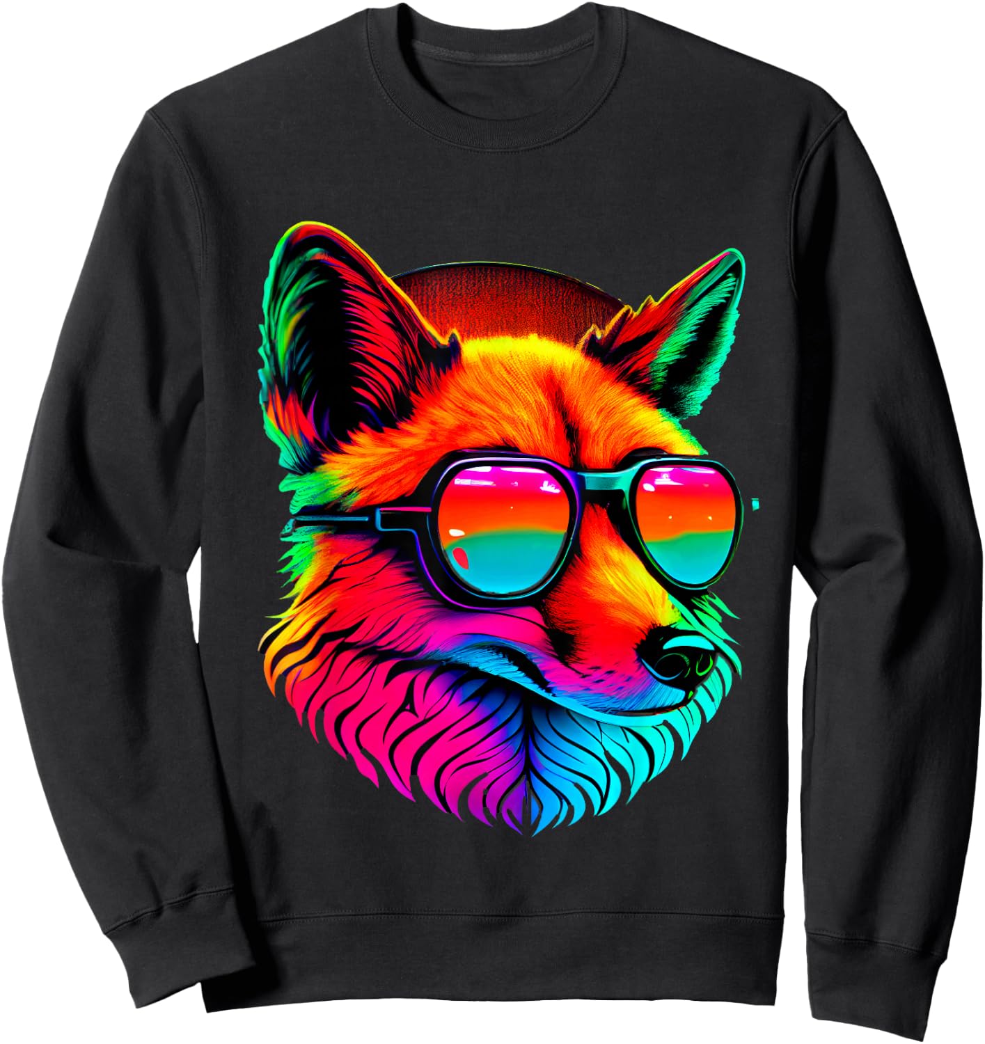 Cool Retro Art Fox In Sunglasses Colors Sweatshirt - Sweatshirt | Black