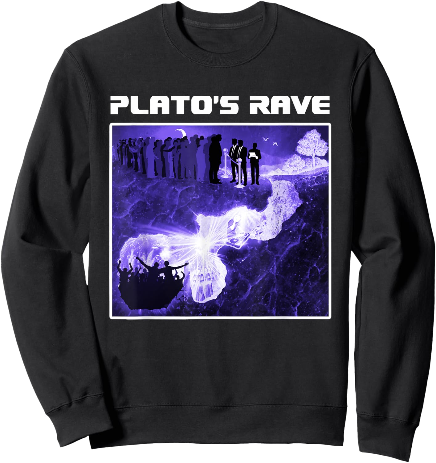 Plato's Rave - Cave Allegory - Funny Raver Philosopher Sweatshirt - Sweatshirt | Black