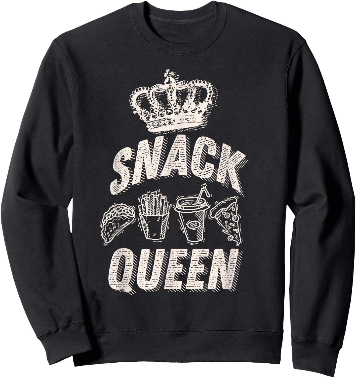 Snack Queen Shirt | Cool I Love Midnight Snack Boy Girl Gift Sweatshirt - Sweatshirt | Black
