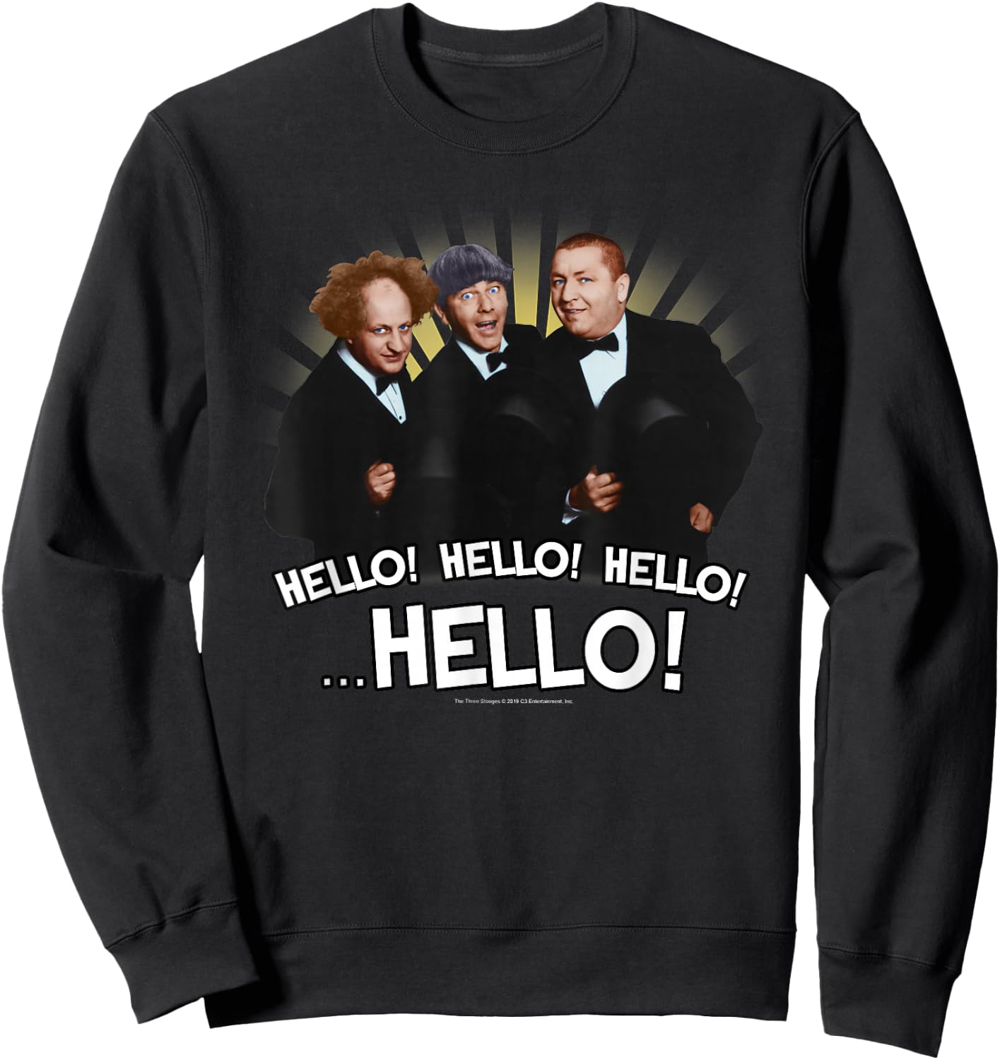 TTS- The Three Stooges Hello! Hello! Hello! ...Hello! Sweatshirt - Sweatshirt | Black