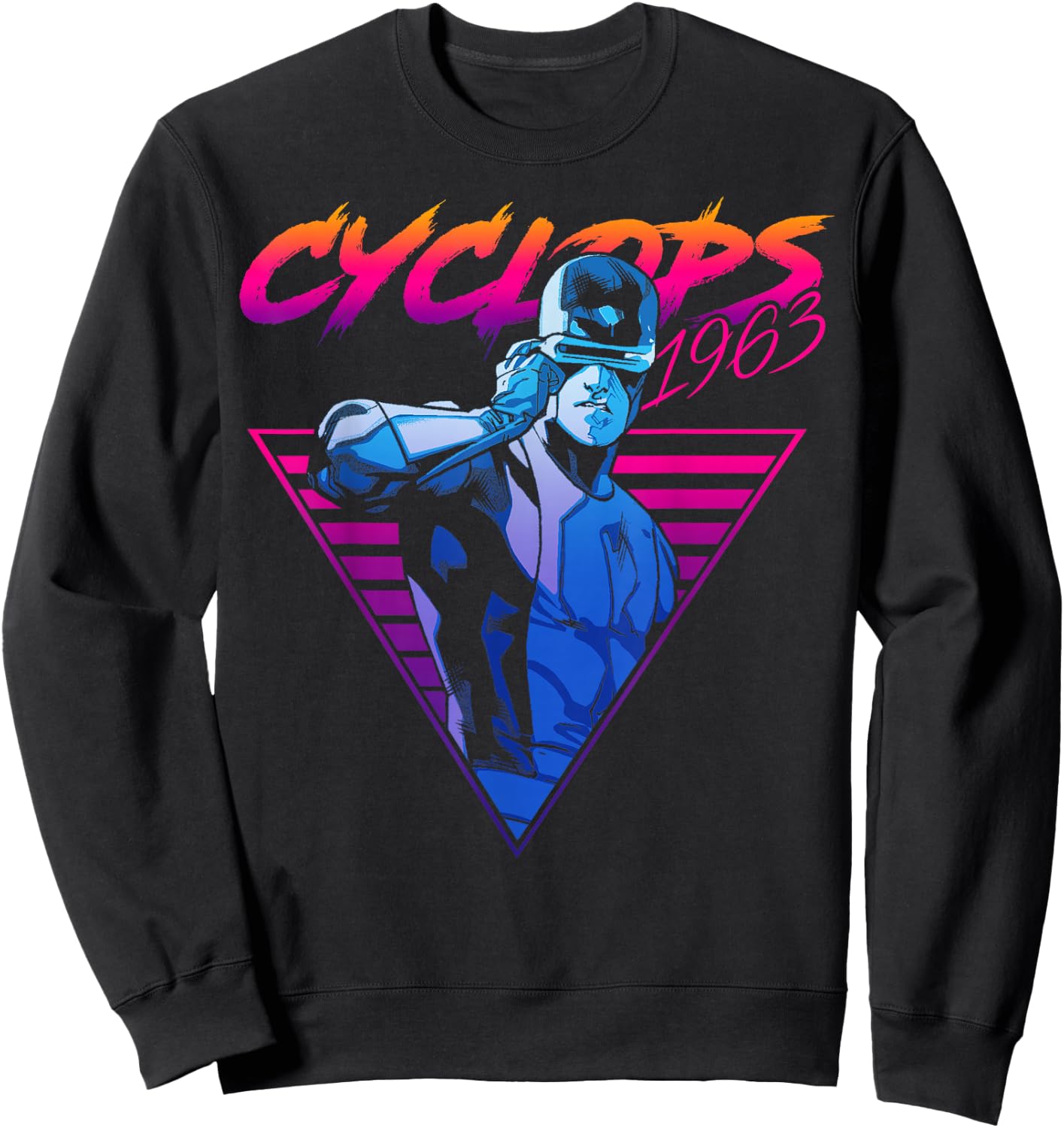 Marvel X-Men Cyclops Retro Neon Triangle Graphic Sweatshirt - Sweatshirt | Black
