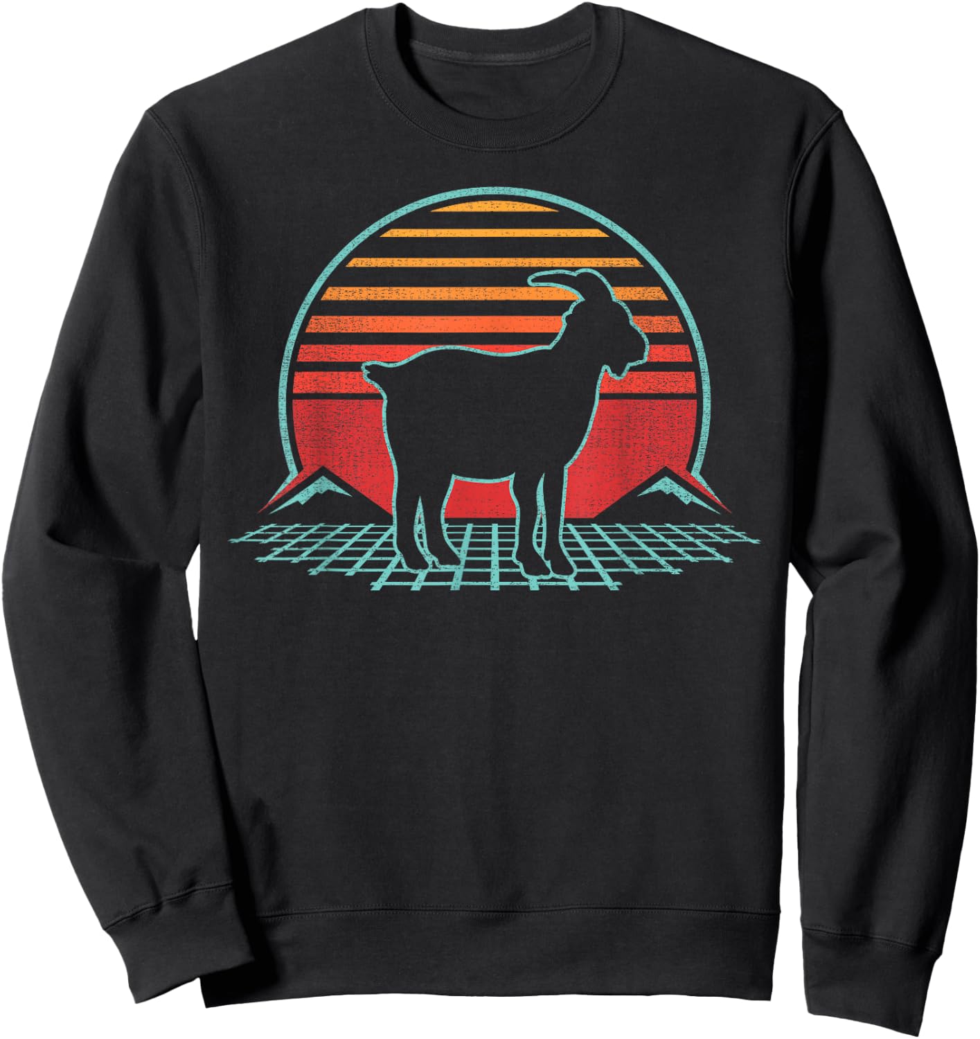 Goat Lover Farmer Farm Animal Retro Vintage 80s Style Sweatshirt - Sweatshirt | Black