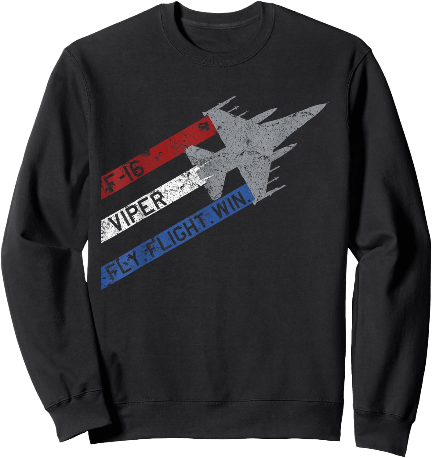 F-16 "Viper" Jet Fighter Airplane Fly Fight Win Sweatshirt - Sweatshirt | Black