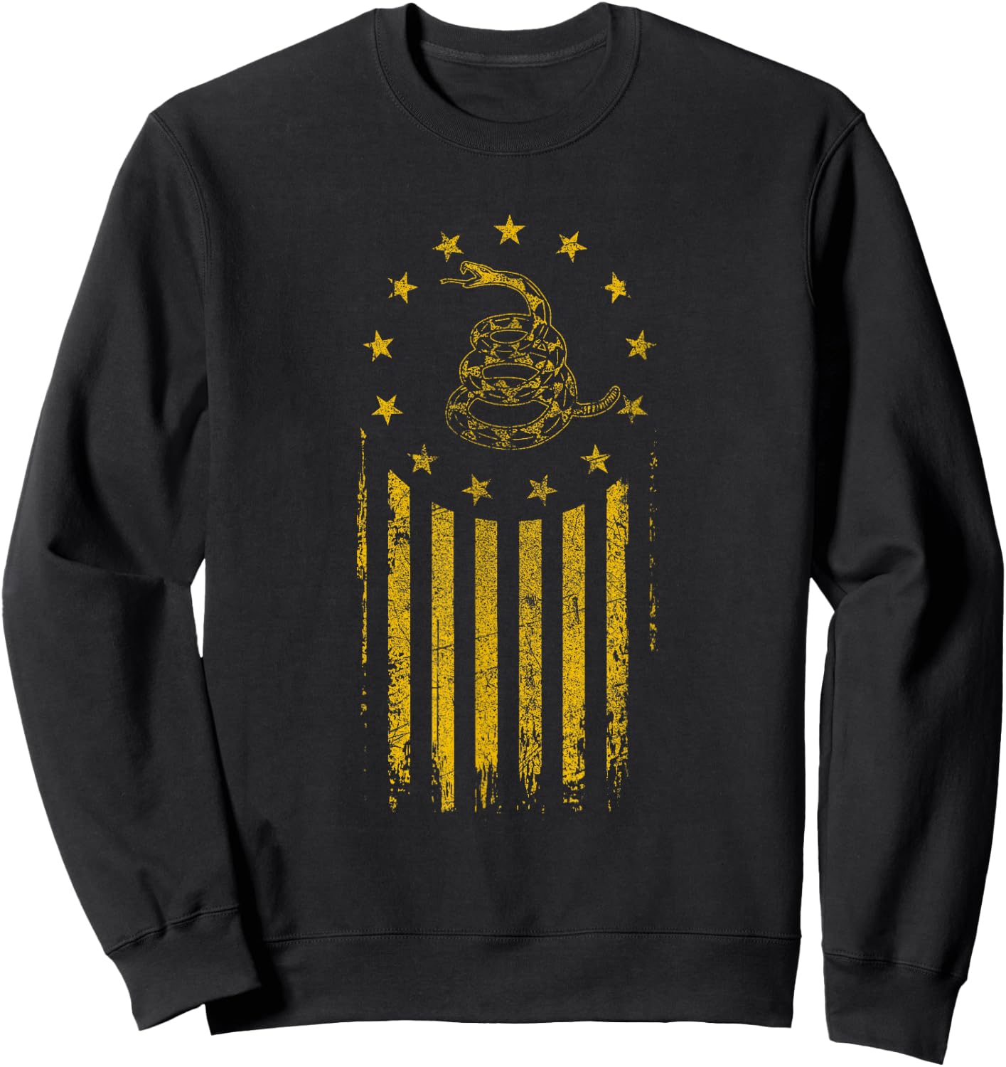Gadsden Flag Snake - Betsy Ross Flag, 13 Colonies Vintage Sweatshirt - Sweatshirt | Black