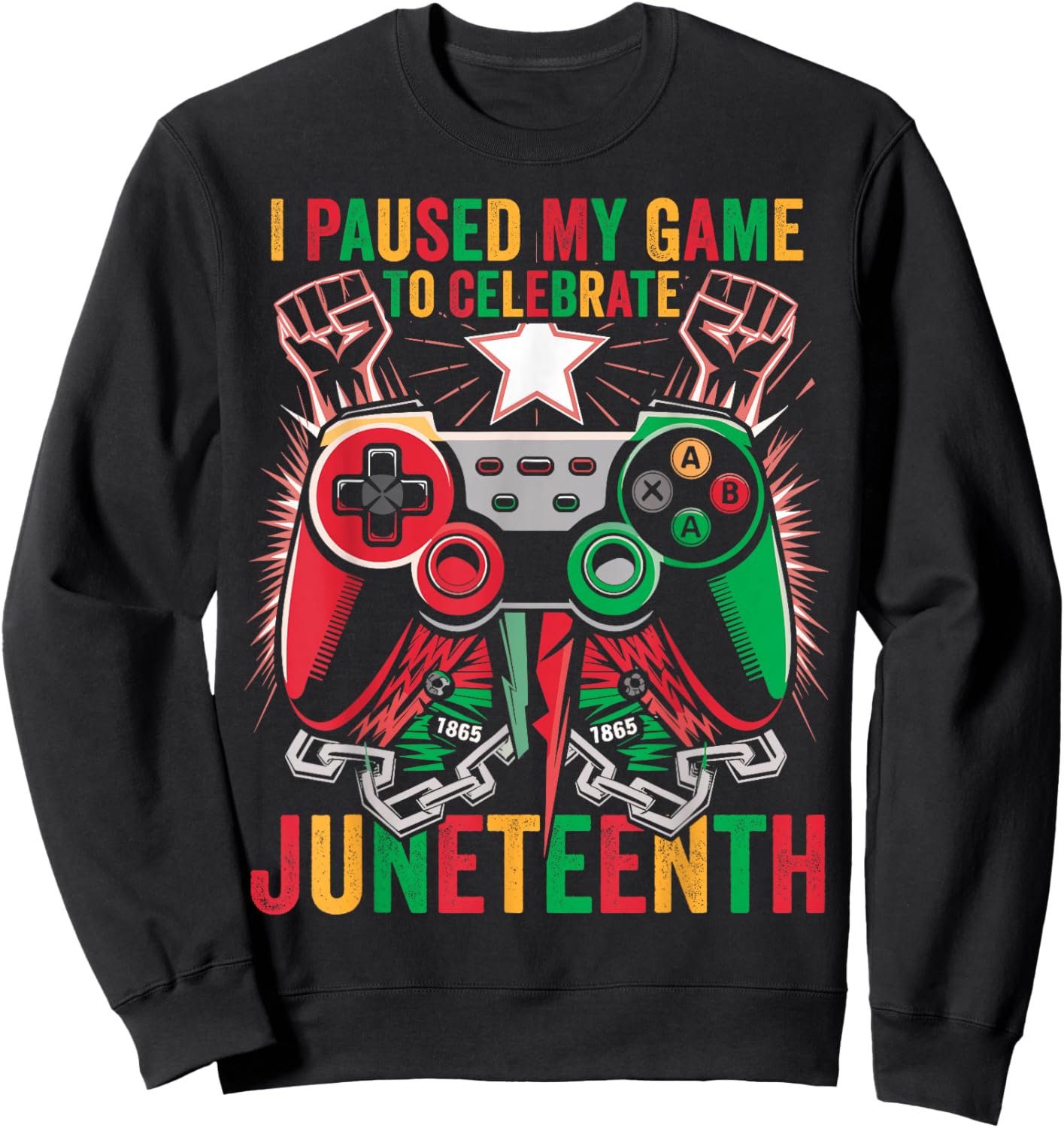 Gaming I Paused My Game to Celebrate Juneteenth Kids Boys Sweatshirt - Sweatshirt | Black