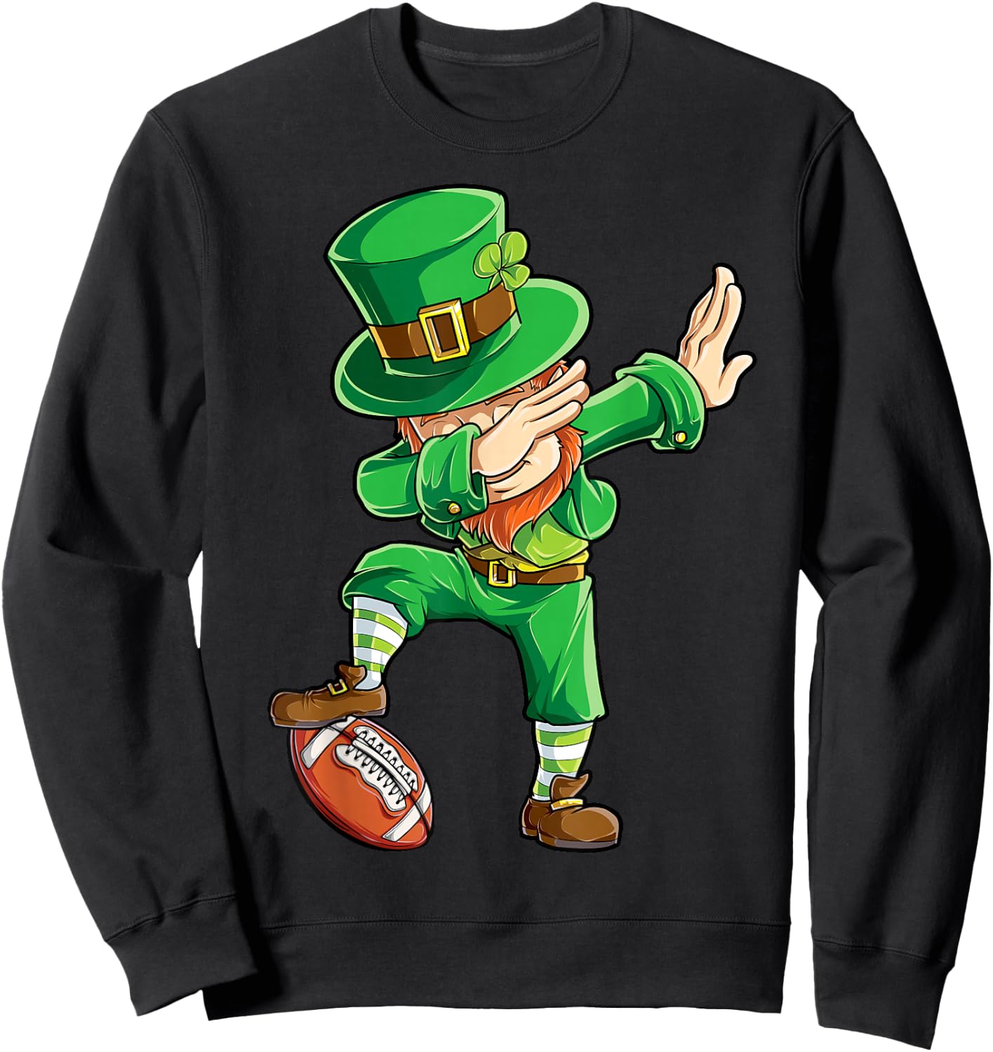Dabbing Leprechaun Football St Patricks Day Boys Men Sports Sweatshirt - Sweatshirt | Black