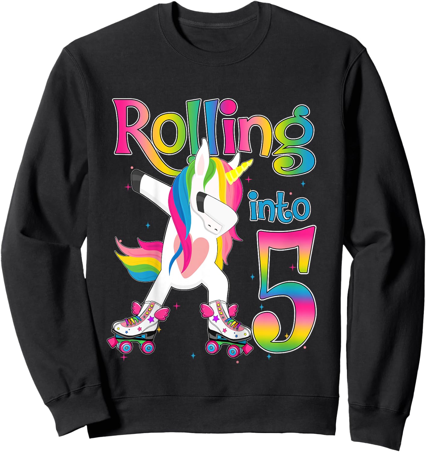 Rolling Into 5 years Let's Roll I'm Turning 5 Roller Skate Sweatshirt - Sweatshirt | Black