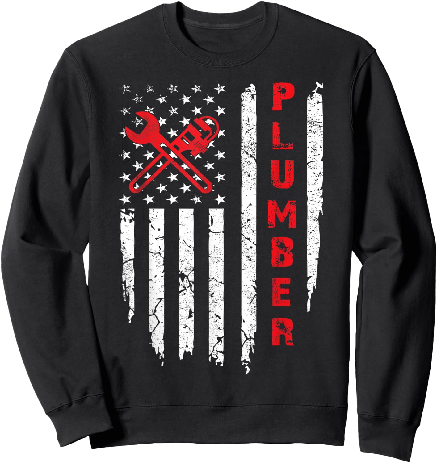 USA American Flag Plumber Men Women Plumbers Patriotic Sweatshirt - Sweatshirt | Black