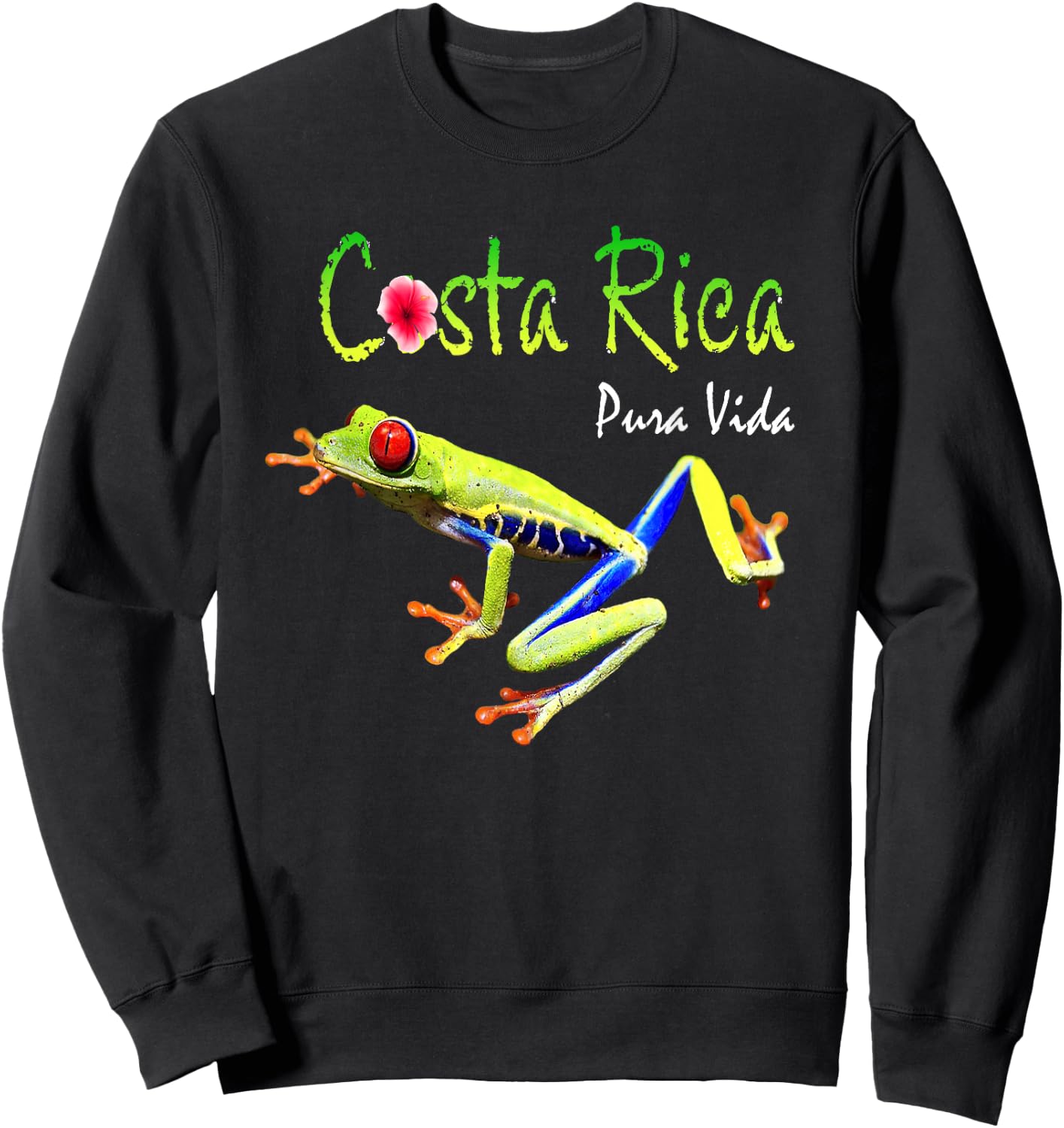 Costa Rica Pura Vida Travel Souvenir Vacation Frog Nature Small Sweatshirt - Sweatshirt | Black