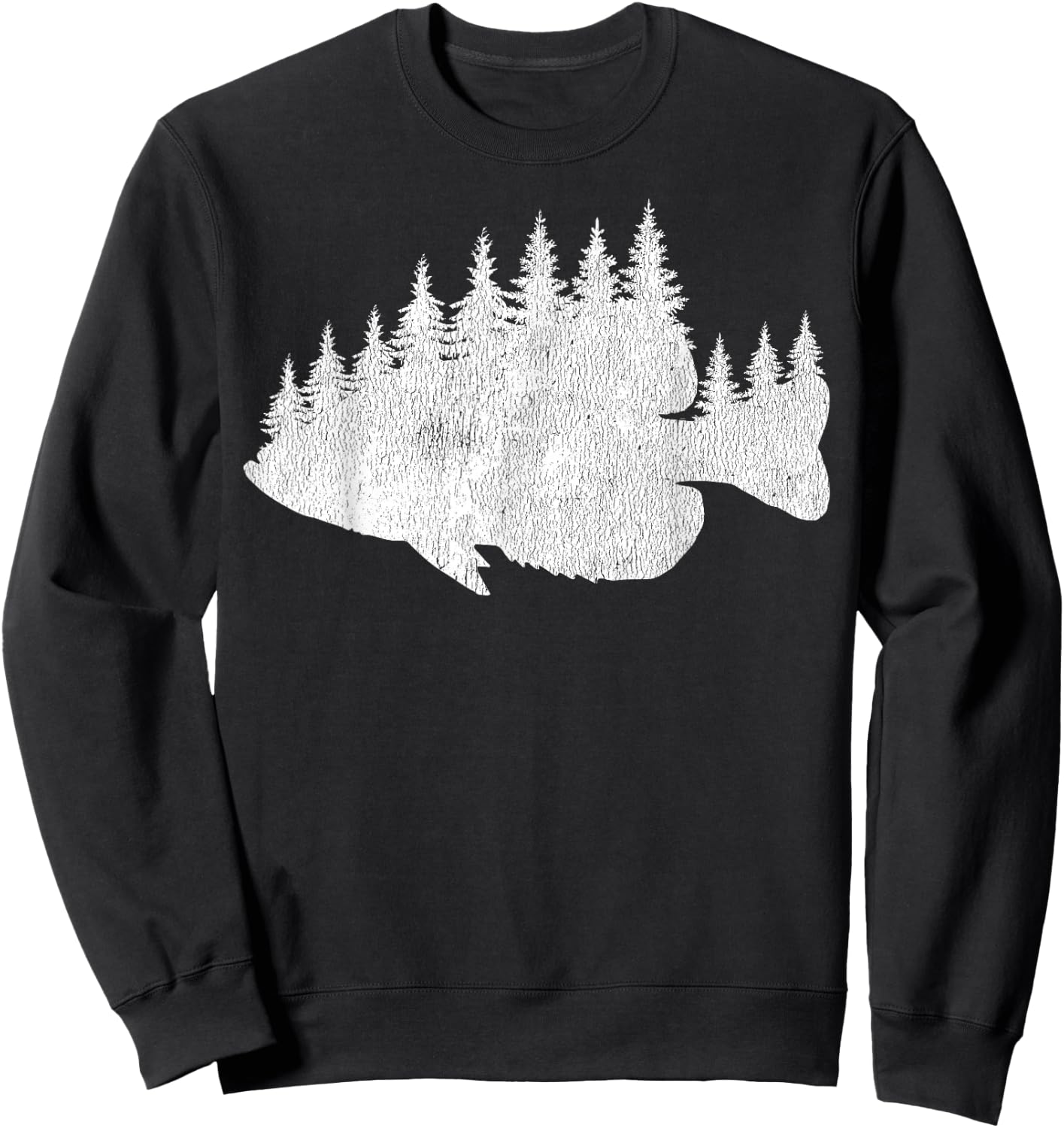 Crappie Fishing - Forest Treeline Panfish Fisherman Sweatshirt - Sweatshirt | Black