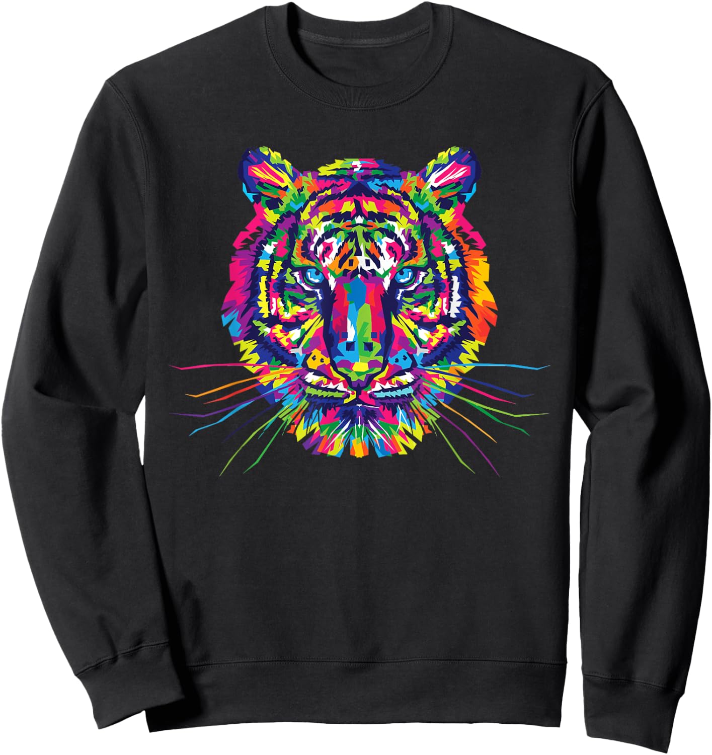 Psychedelic Trippy Rainbow Tiger Head Shirt Sweatshirt - Sweatshirt | Black