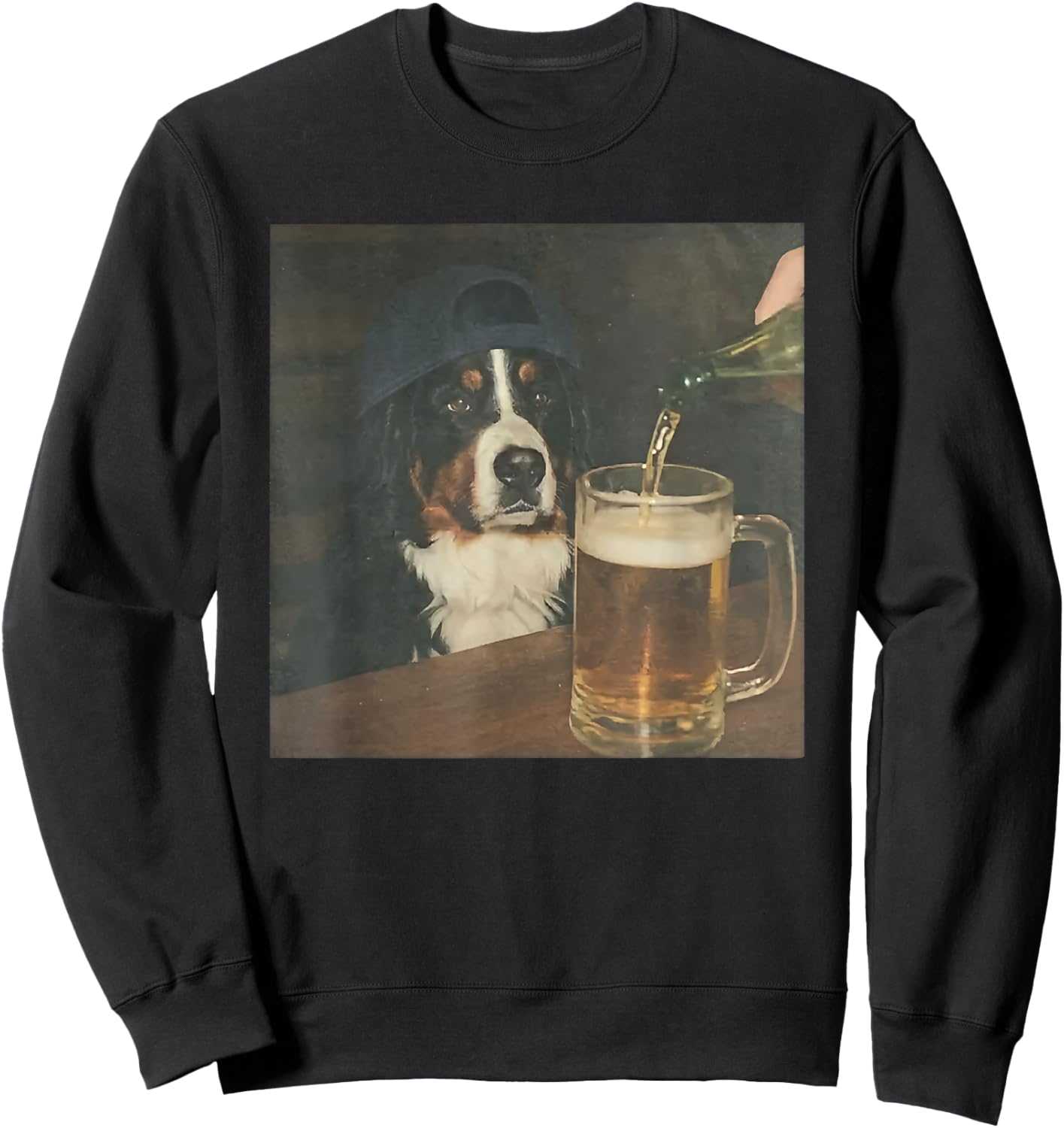 Bernese Mountain Dog Drinking Beer Sweatshirt - Sweatshirt | Black