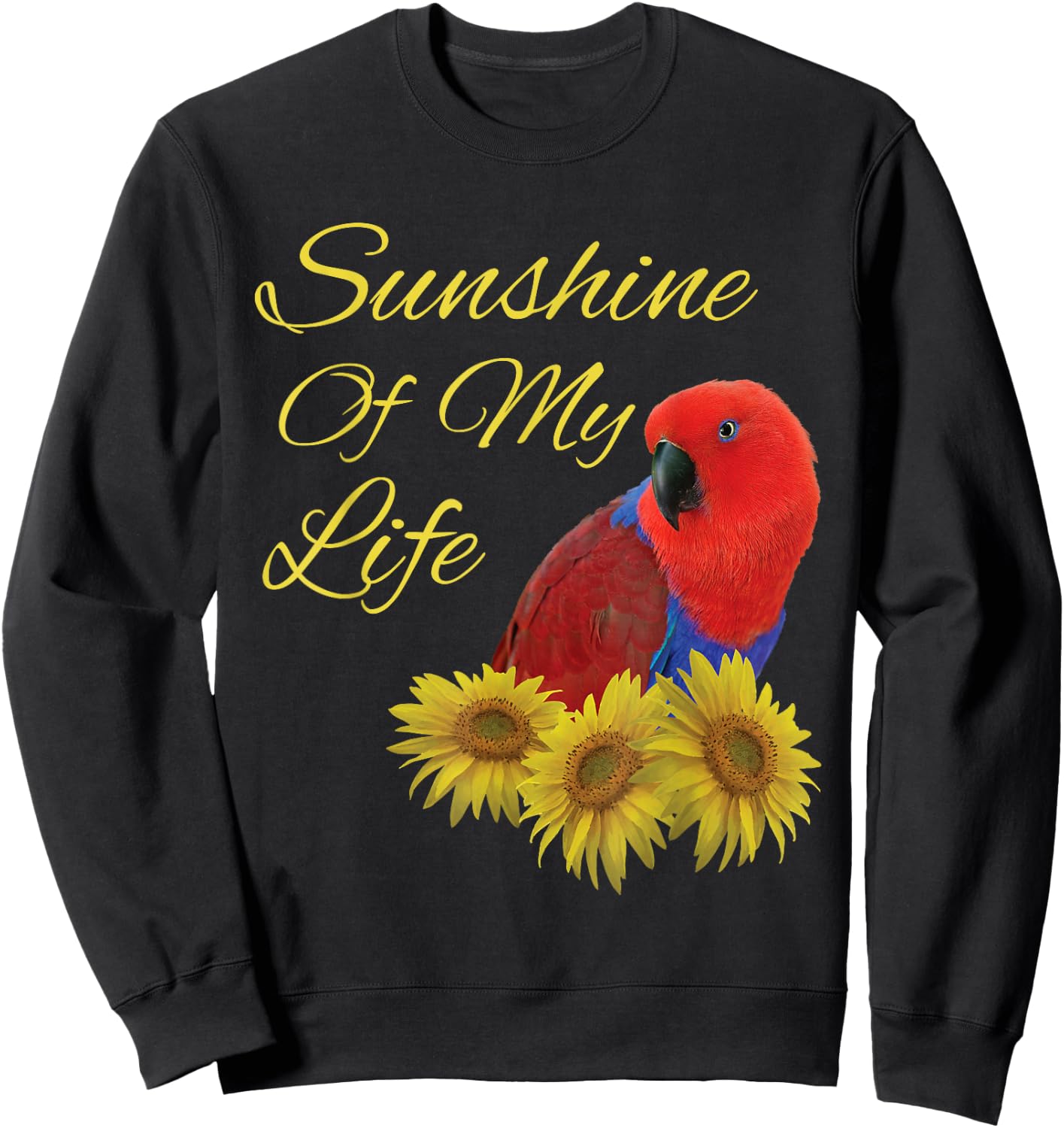 Eclectus Parrot, Female, Sunshine Sunflower Sweatshirt - Sweatshirt | Black