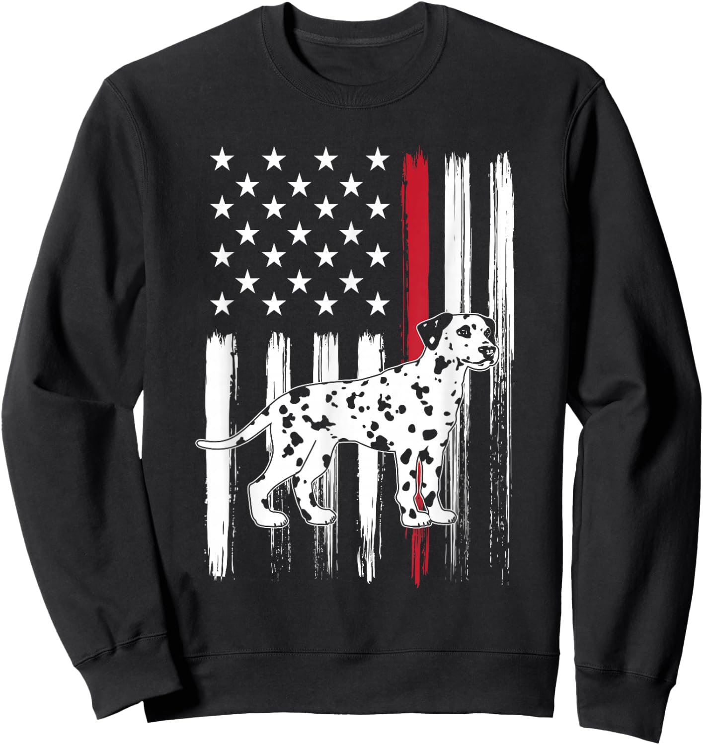 Dalmatian Firefighter Thin Red Line American Flag Sweatshirt - Sweatshirt | Black