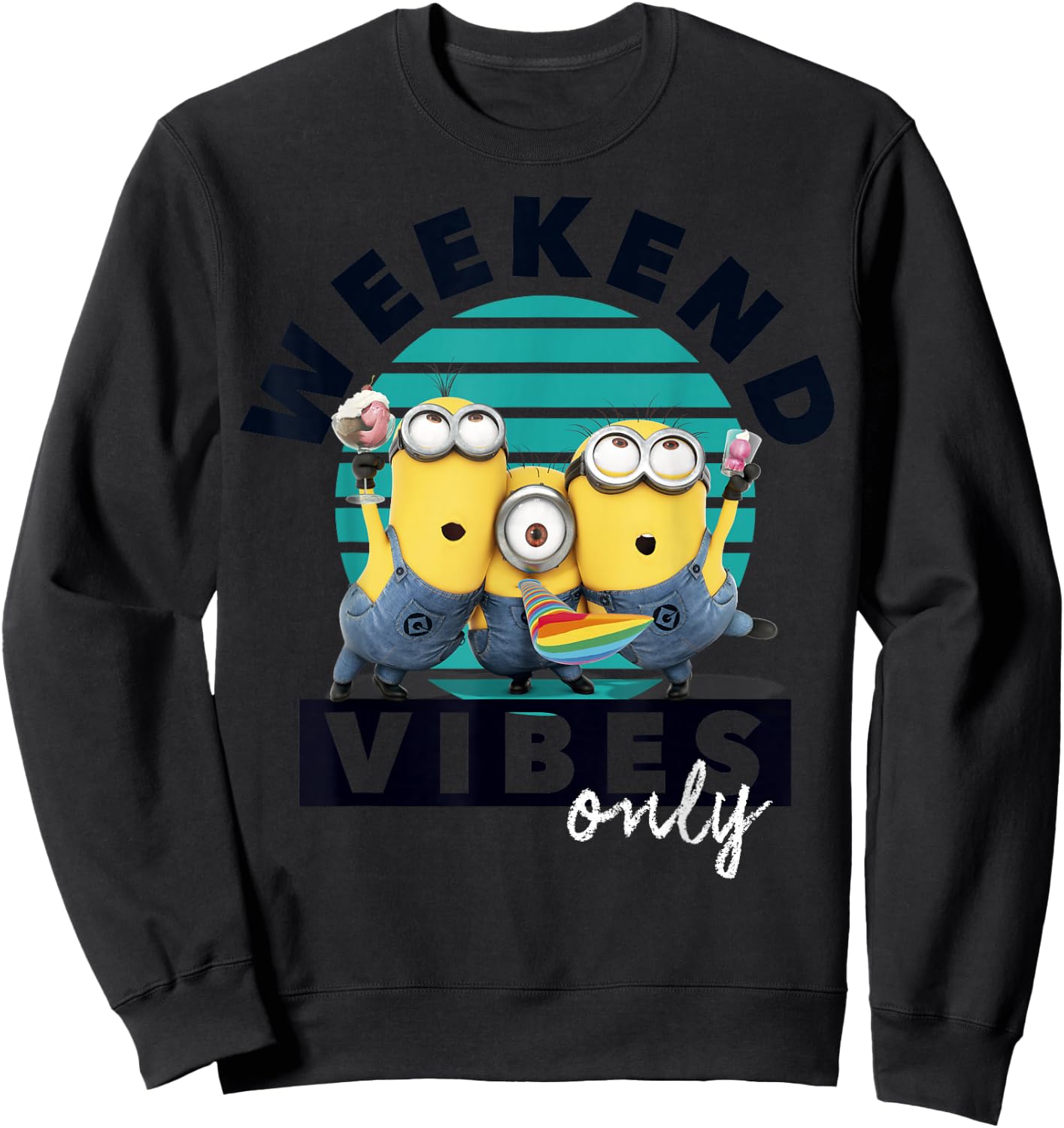 Despicable Me Minions Weekend Vibes Only Graphic Sweatshirt - Sweatshirt | Black