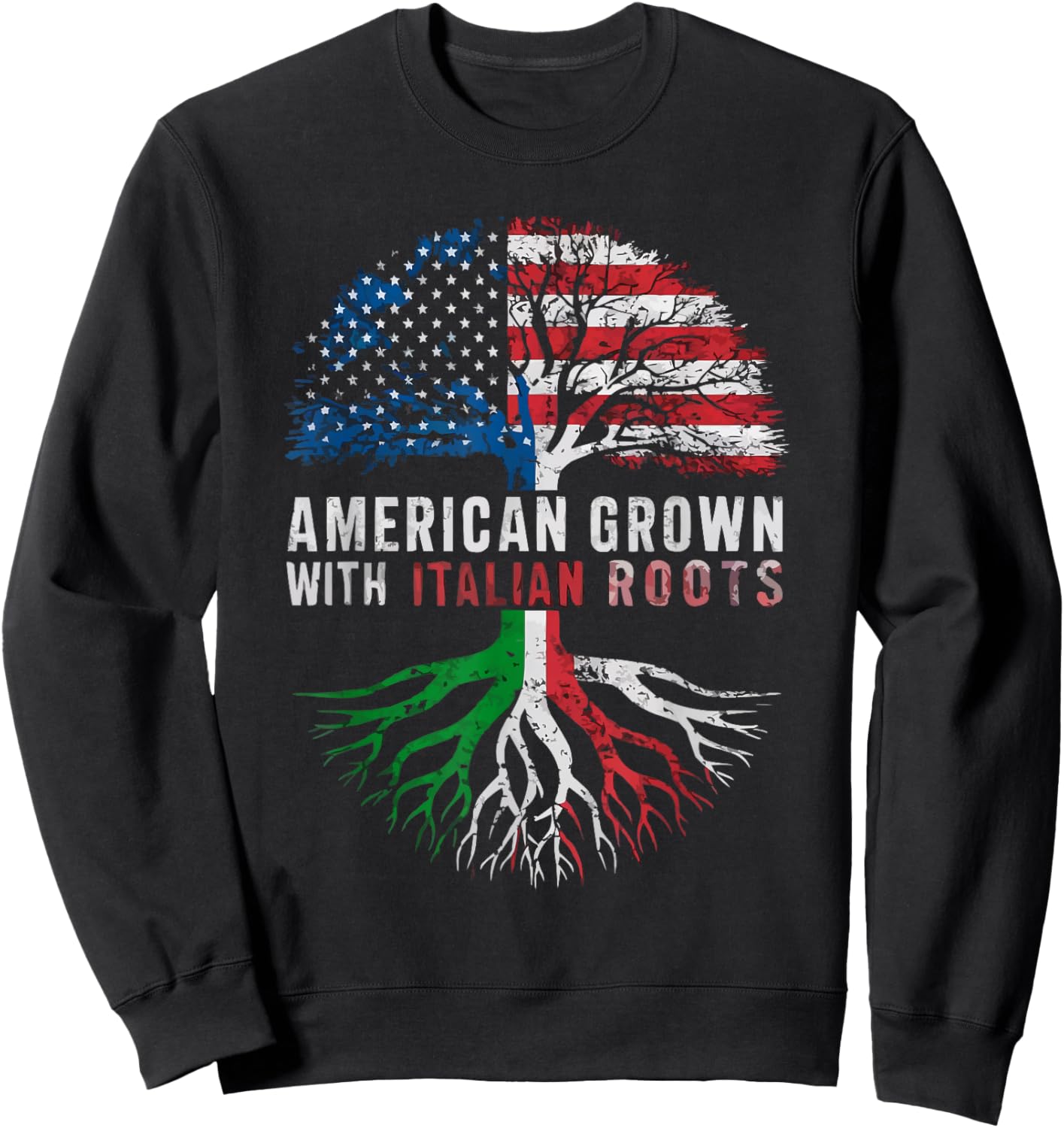 Half Italian Half American USA Flag Italy America Sweatshirt - Sweatshirt | Black