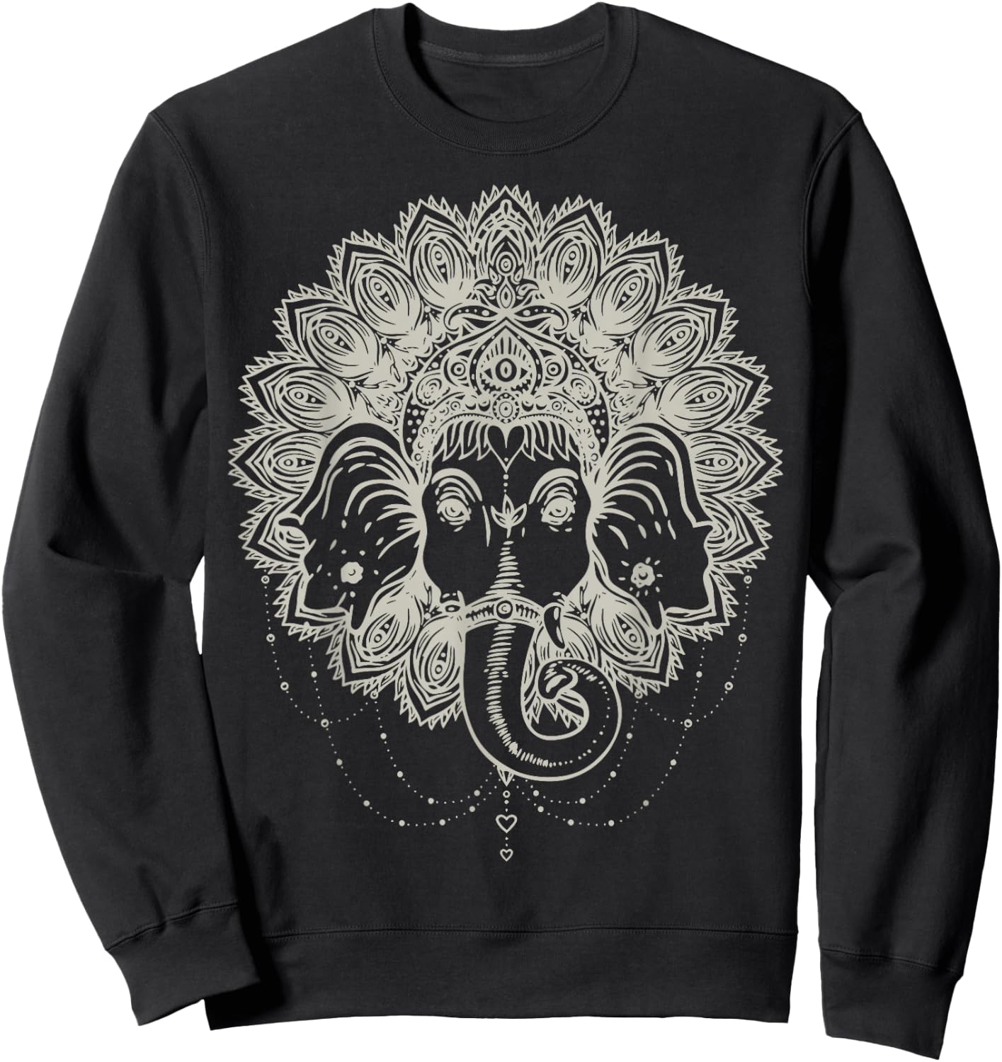 Sak Yant Thai Tattoo Spiritual Ganesha Elephant Thailand Sweatshirt - Sweatshirt | Black