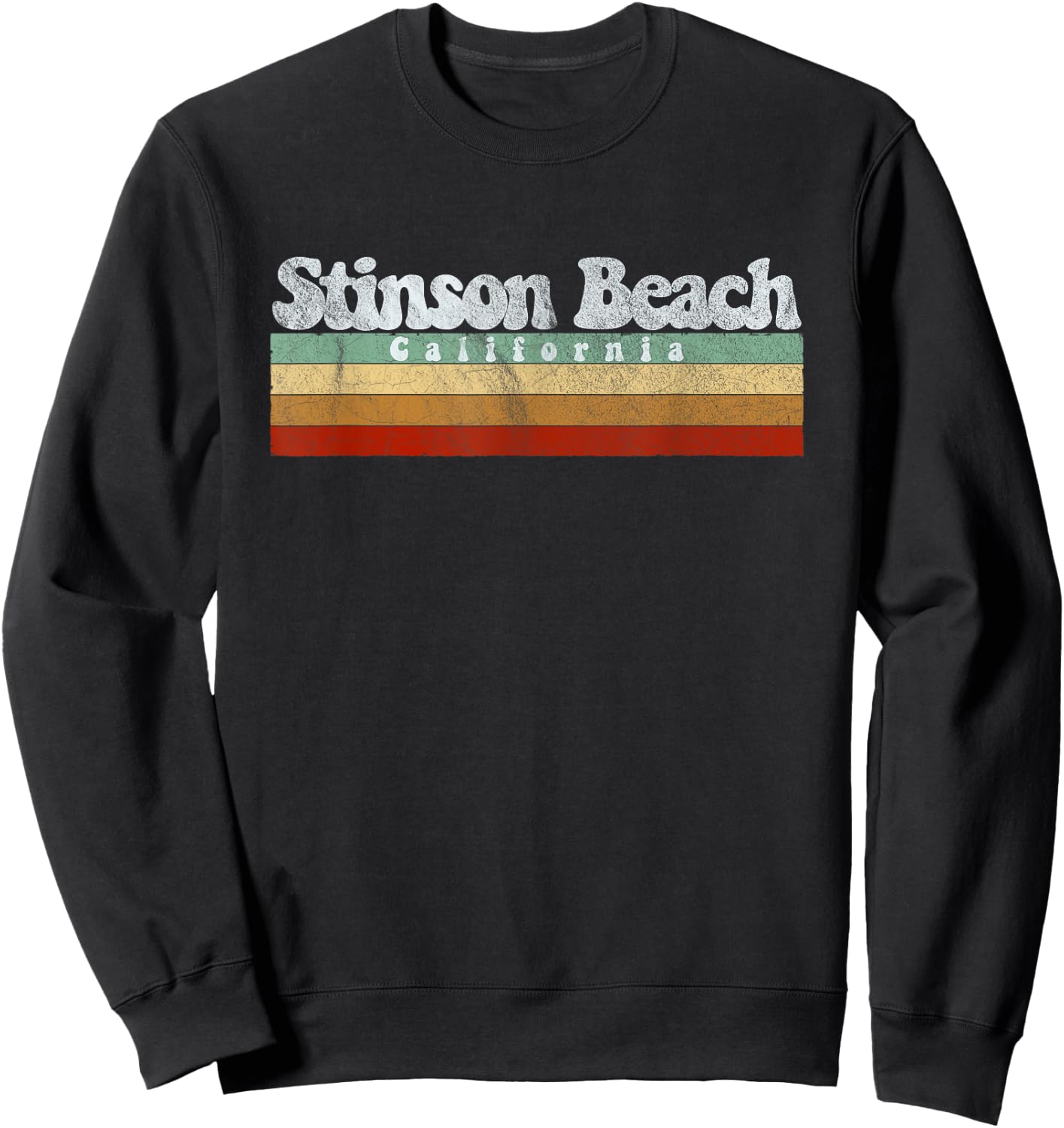 Vintage Retro 70s 80s Stinson Beach, CA Women Kids Sweatshirt - Sweatshirt | Black