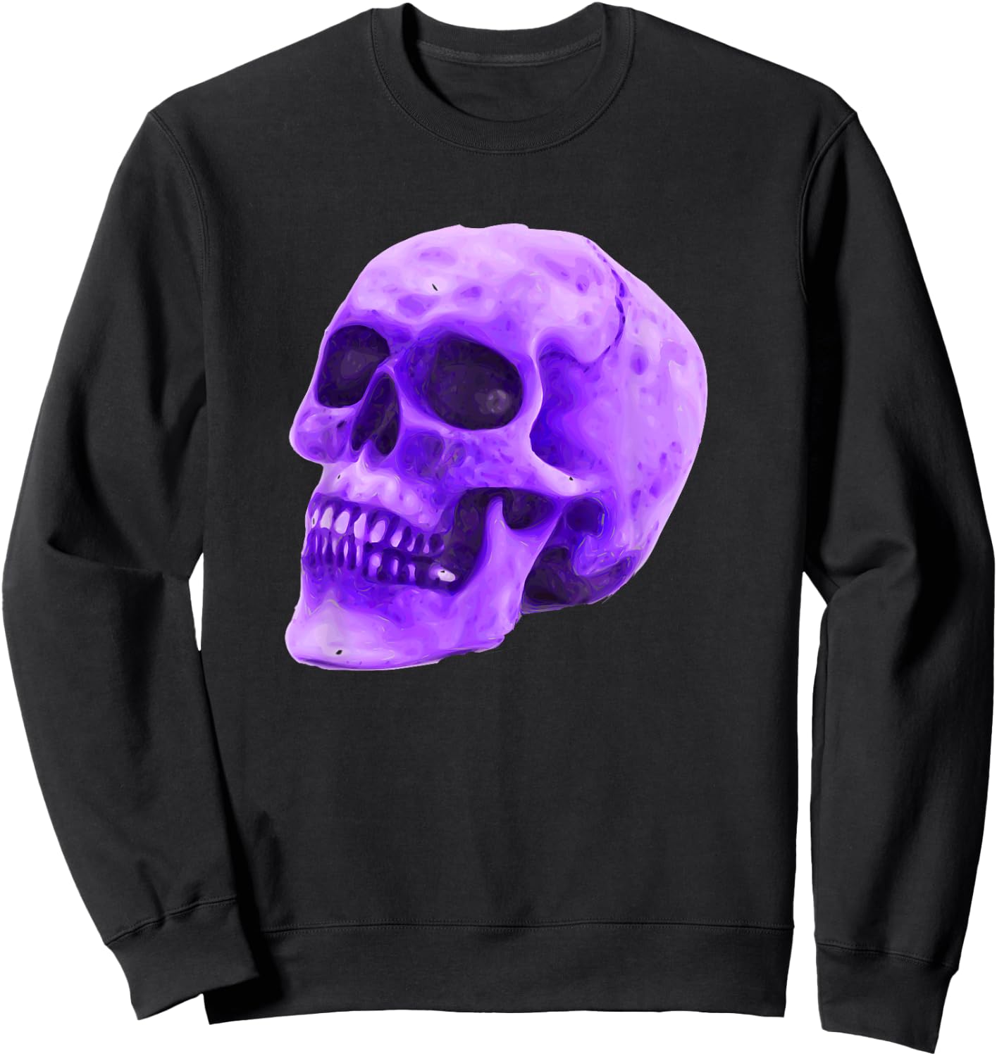 Purple Skull Biker Design Sweatshirt - Sweatshirt | Black