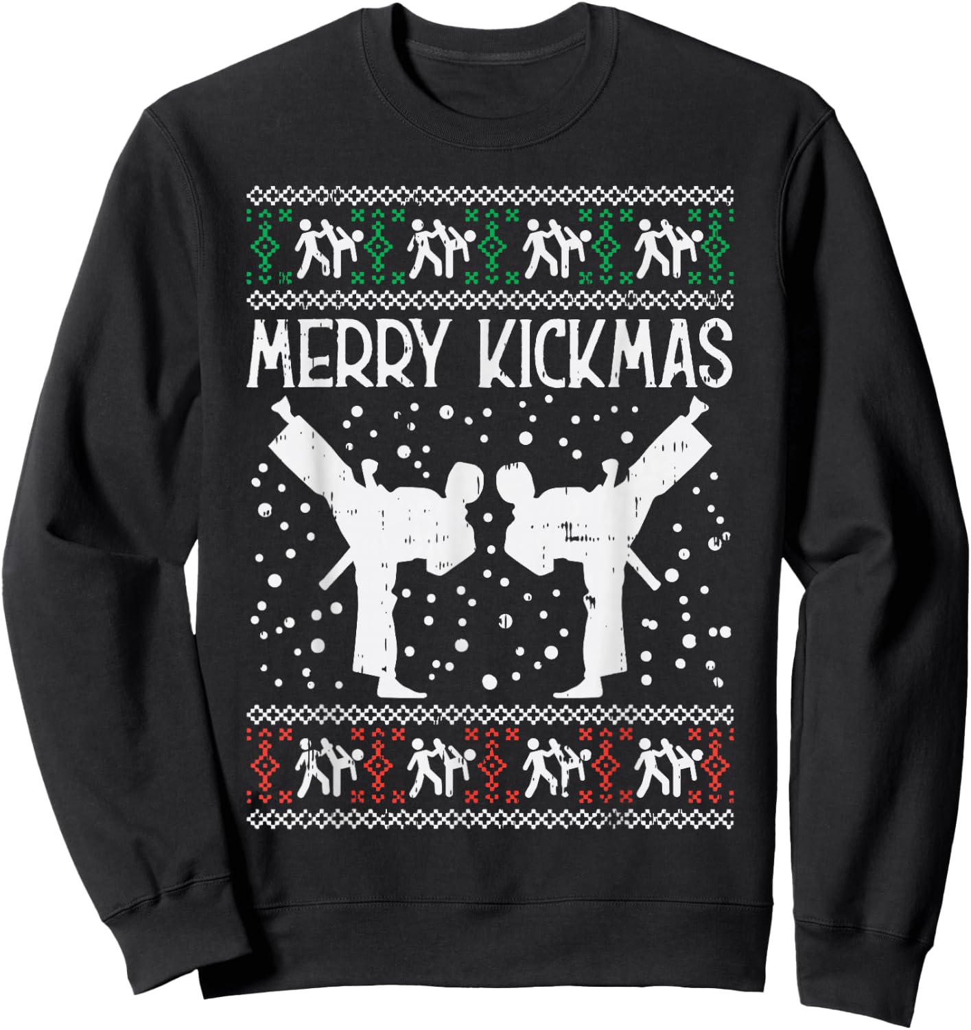 Merry Kickmas Ugly Christmas Karate Jiu Jitsu Martial Gift Sweatshirt - Sweatshirt | Black