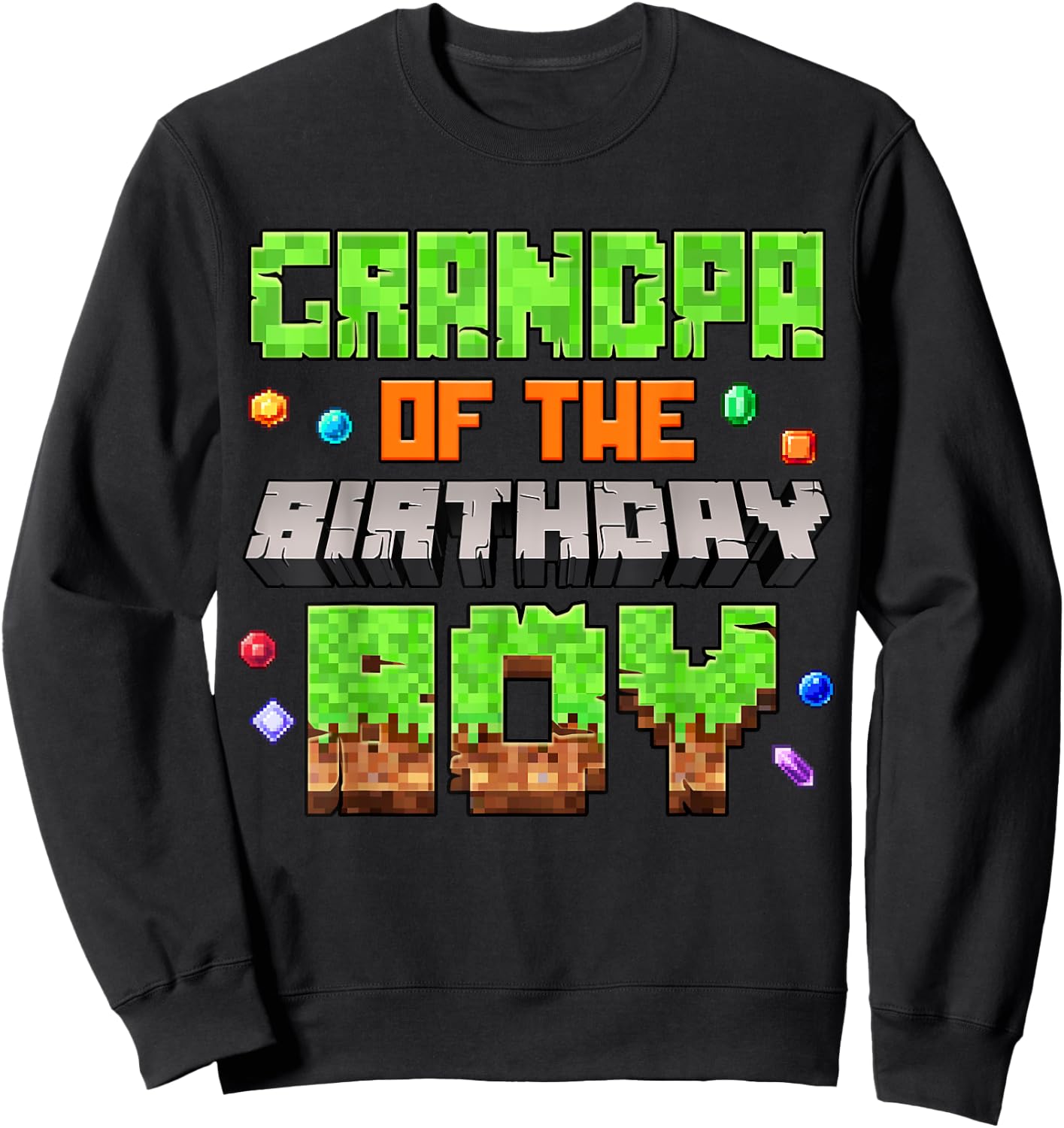 Grandpa Of The Birthday Boy Pixel Gaming Video Game Kids Sweatshirt - Sweatshirt | Black