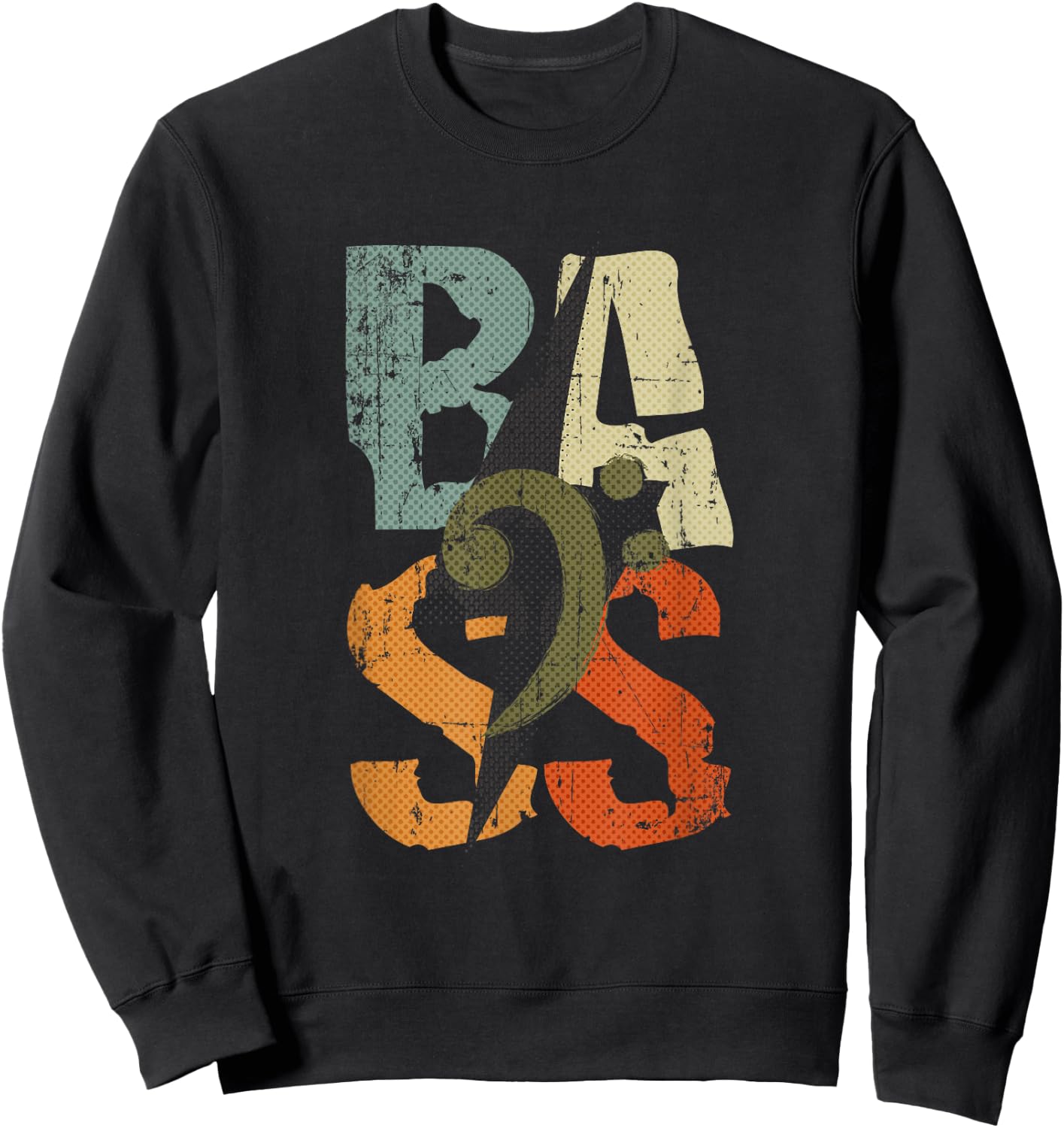BASS Guitar Player Vintage Bass Clef for Bassist Sweatshirt - Sweatshirt | Black