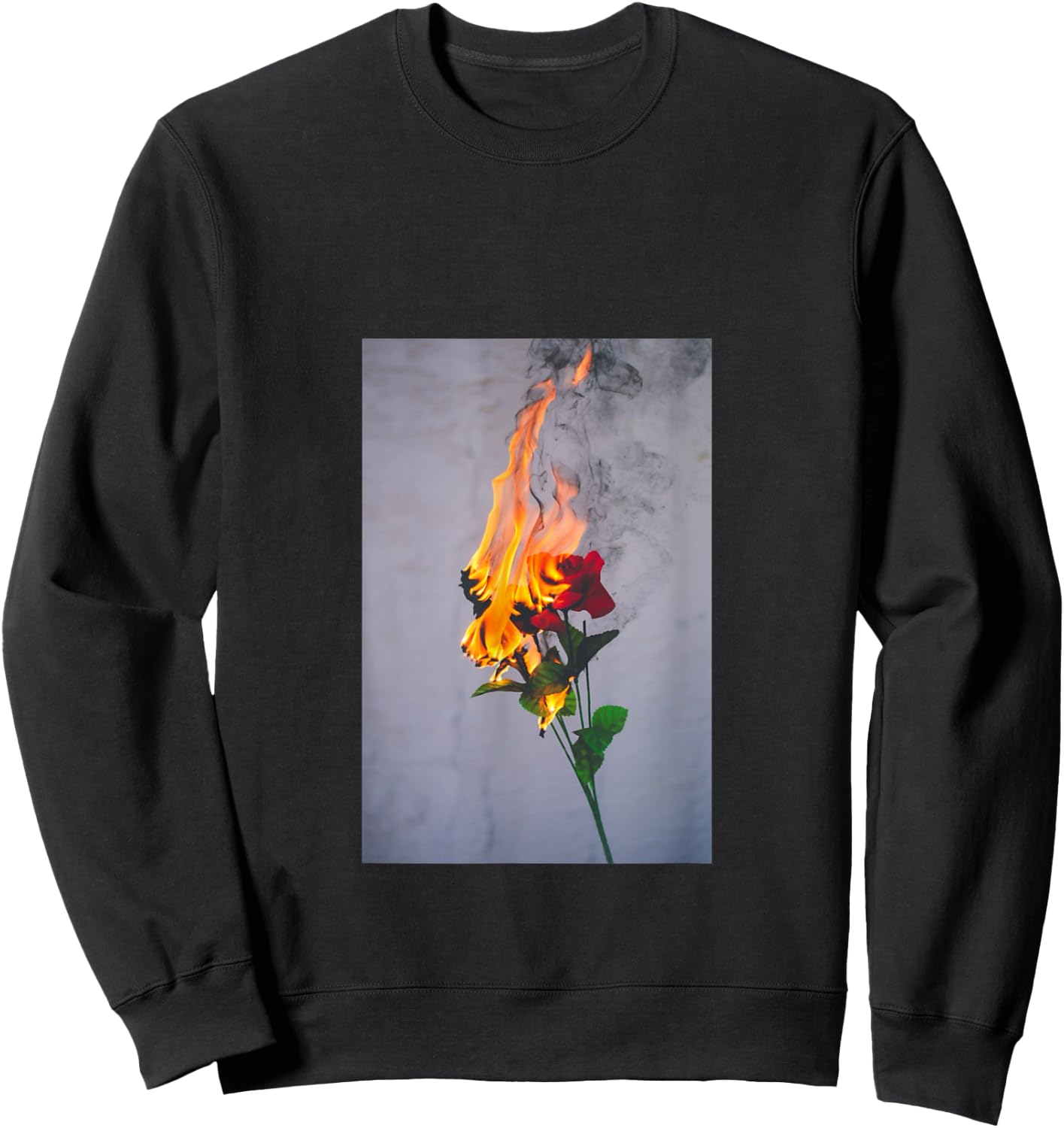Sad Boy Sad Girl Aesthetic Burning Red Flower Pastel Sweatshirt - Sweatshirt | Black