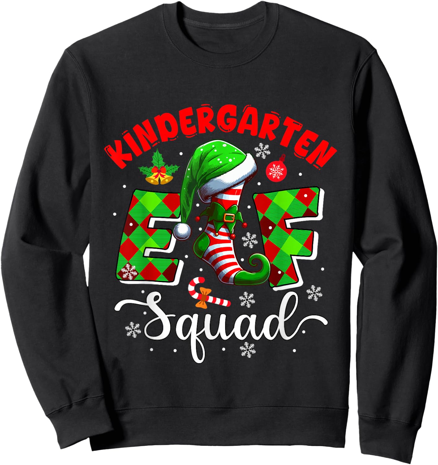 Kindergarten Elf Squad Christmas Teachers Students Team Sweatshirt - Sweatshirt | Black