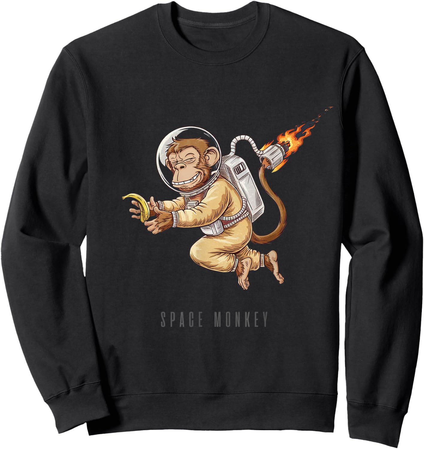 Space Monkey - The Monkey in Space with Banana Sweatshirt - Sweatshirt | Black