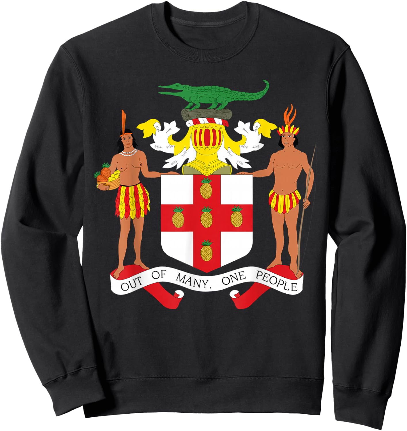 Jamaican Coat of Arms T Shirt, Coat of Arms of Jamaica Shirt Sweatshirt - Sweatshirt | Black