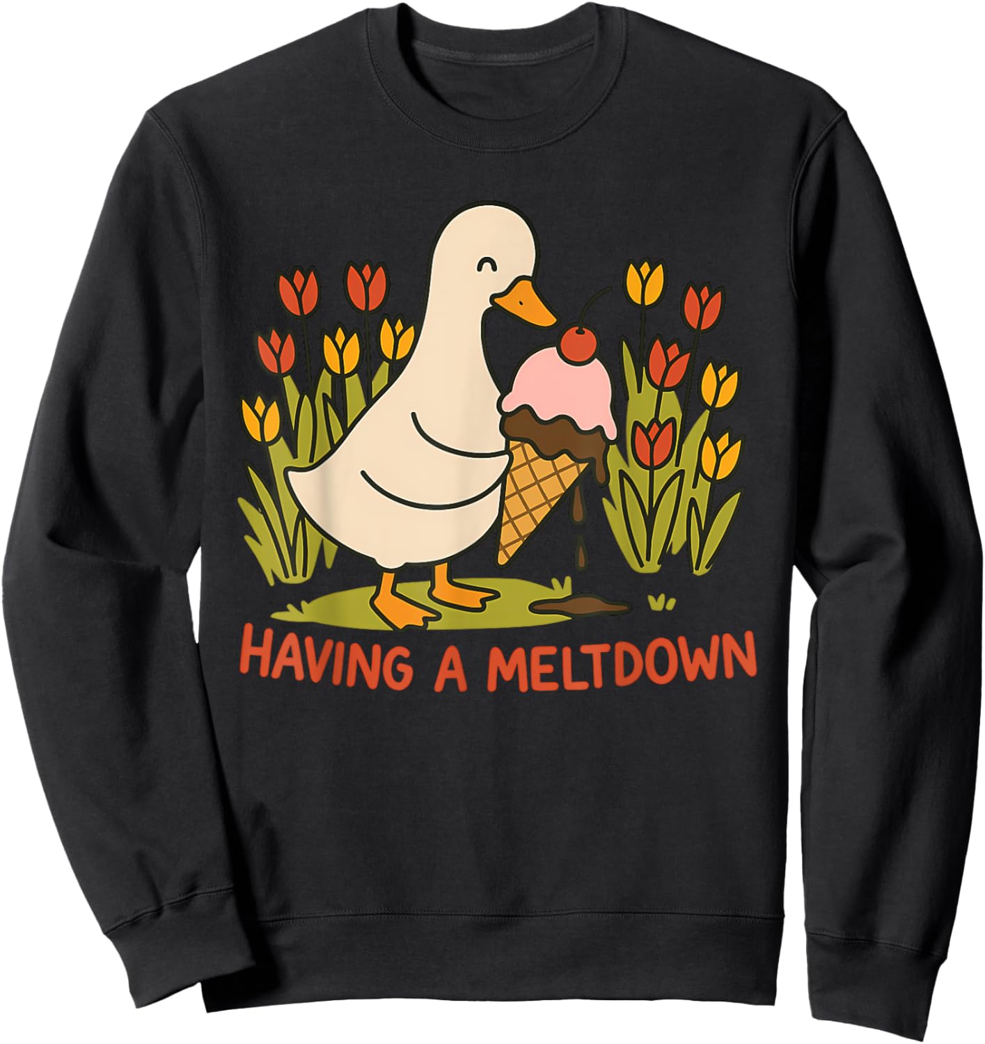 Having A Meltdown Funny Goose Design Sweatshirt - Sweatshirt | Black