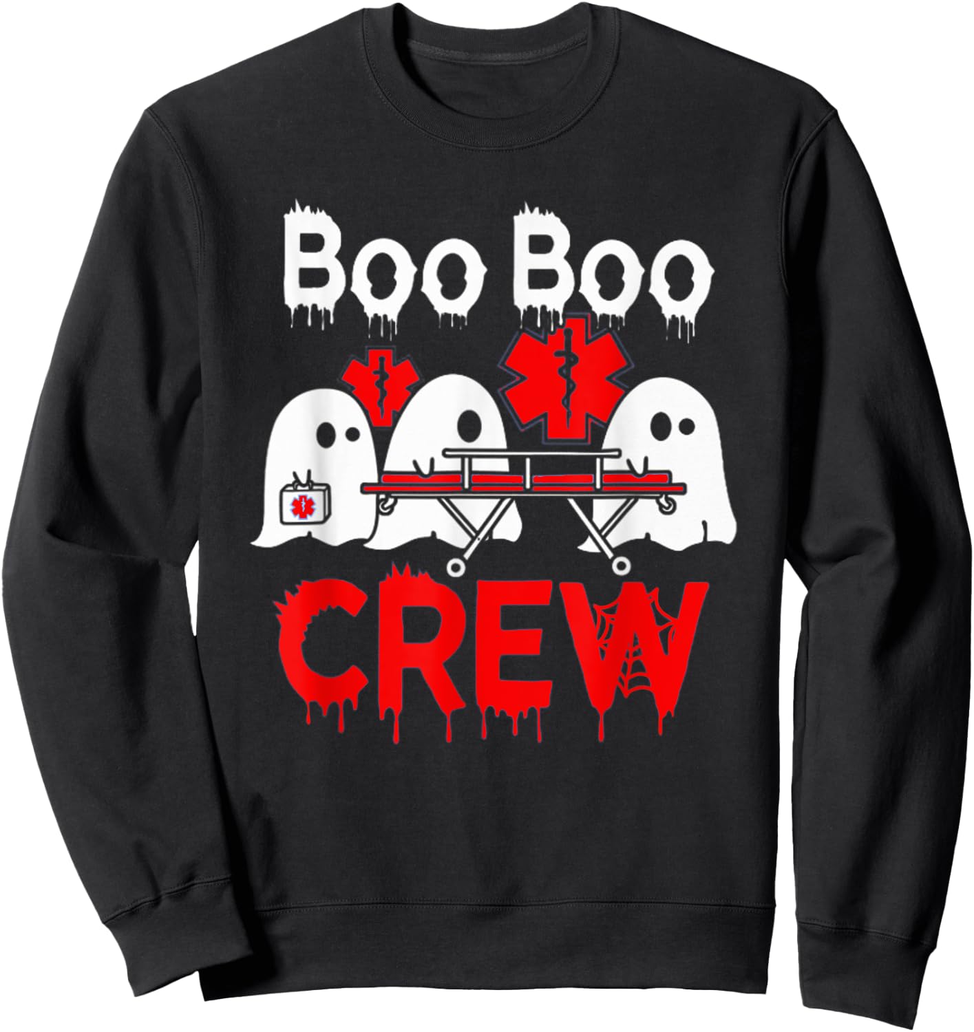 Ghost Boo Boo Crew EMT Paramedic Nurse Halloween Sweatshirt - Sweatshirt | Black
