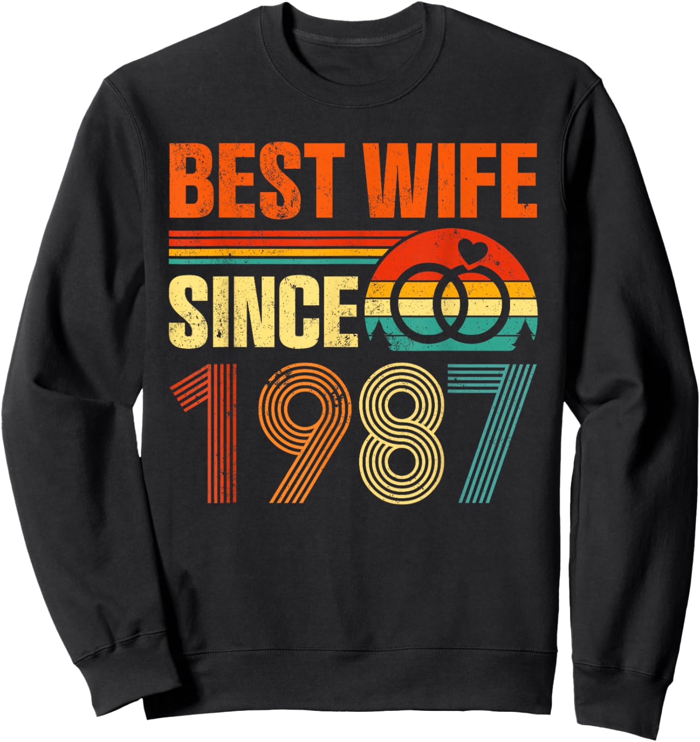Vintage Distressed Best Wife Since 1987 39th Anniversary Sweatshirt - Sweatshirt | Black
