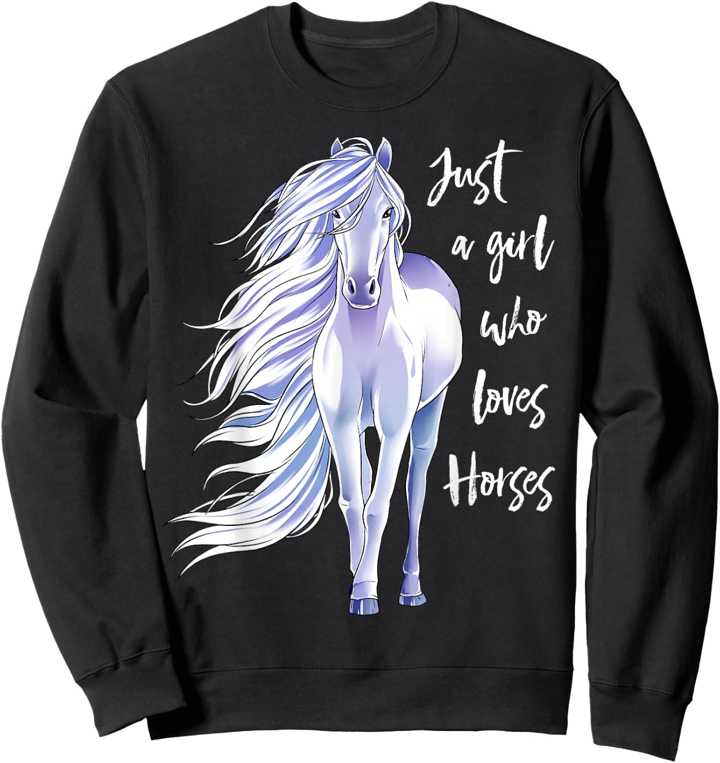 Horse Just A Girl Who Loves Horseback Riding Equestrian Farm Sweatshirt - Sweatshirt | Black