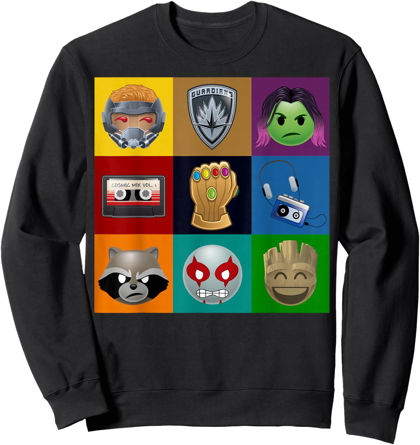 Marvel Guardians of The Galaxy Emoticon Graphic Small Sweatshirt - Sweatshirt | Black