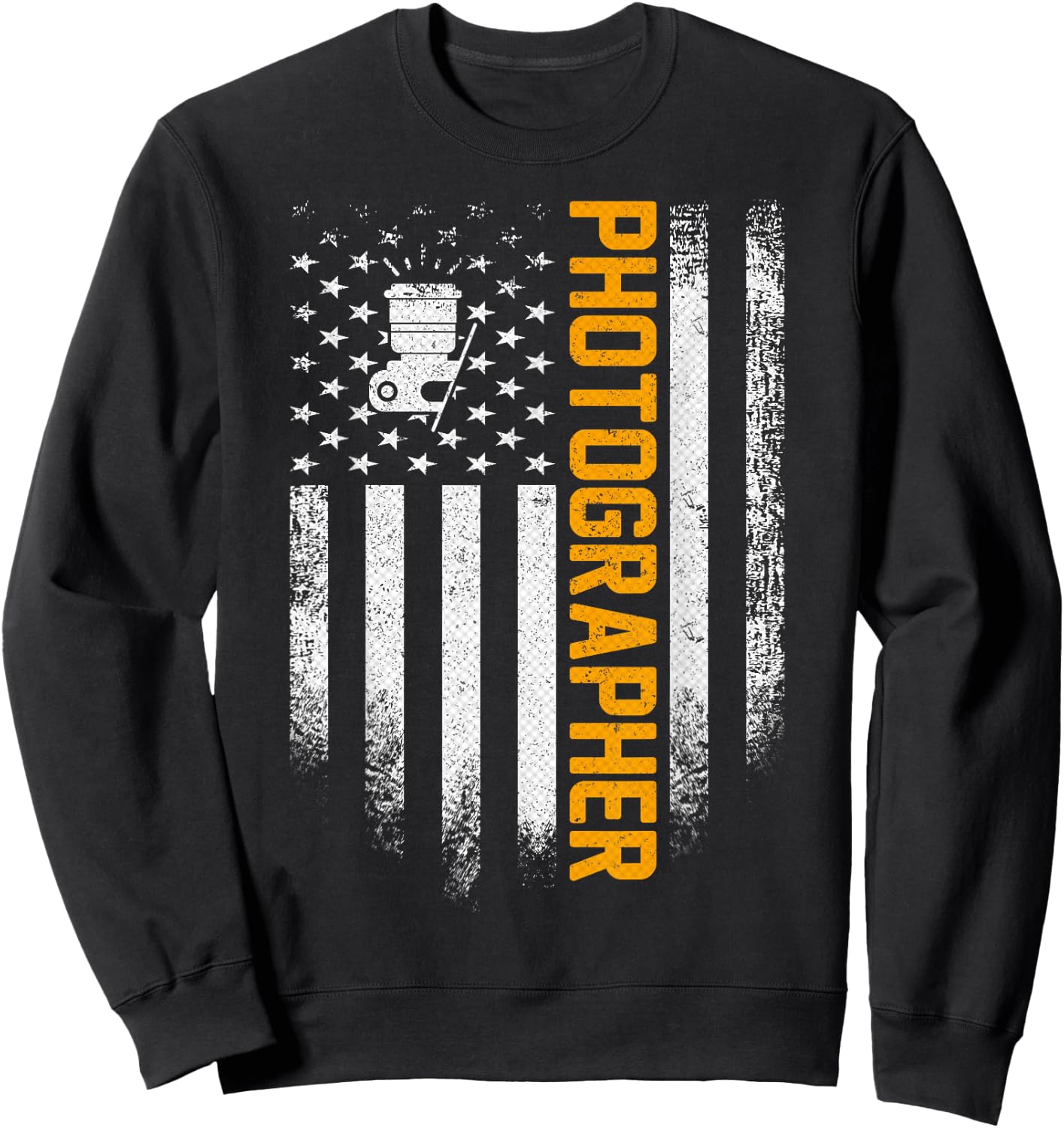 Vintage USA Photographer American Flag Photography Patriotic Sweatshirt - Sweatshirt | Black