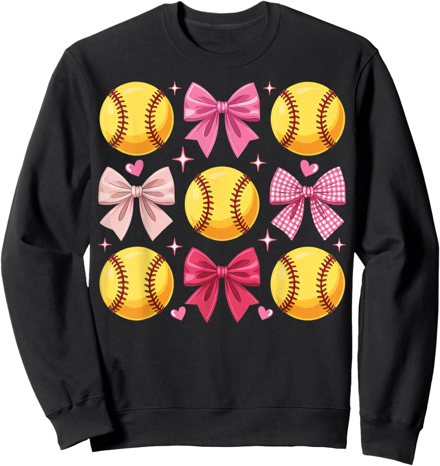 Girls Softball Pink Coquette Bow Softball Vibes Toddler Sweatshirt - Sweatshirt | Black