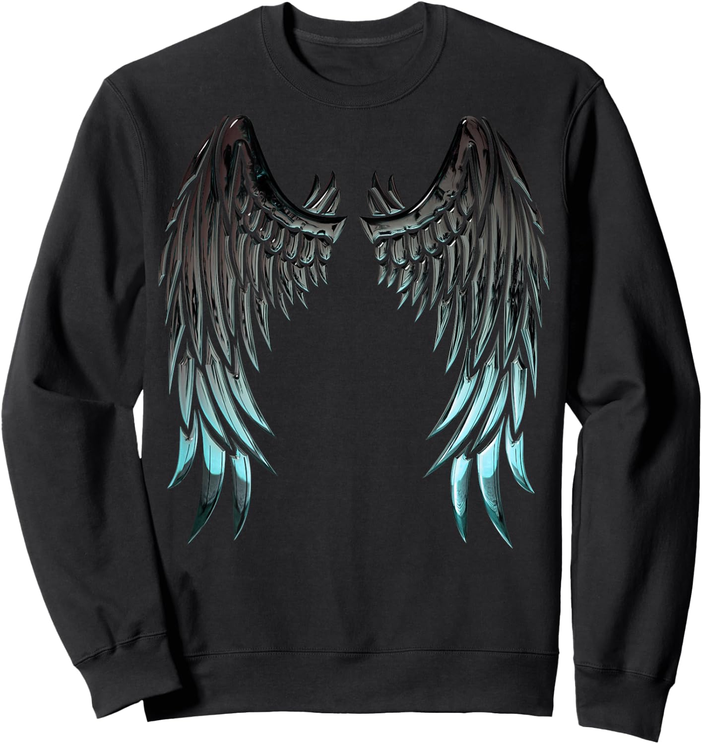 Angel Wings Back Print Sweatshirt - Sweatshirt | Black