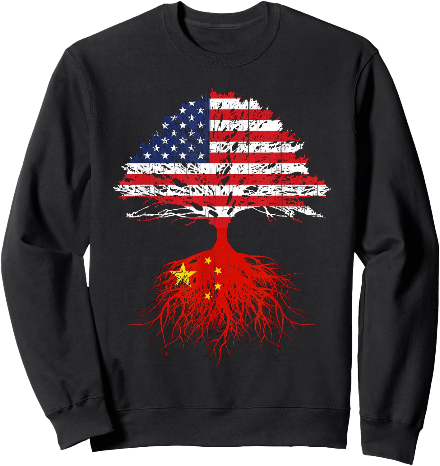 Chinese Roots American China Flag Immigrant Citizenship Gift Sweatshirt - Sweatshirt | Black