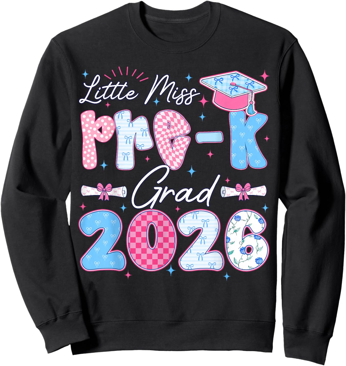 Little Miss Pre-K Grad 2026 Cute Preschool Graduation Bow Sweatshirt - Sweatshirt | Black