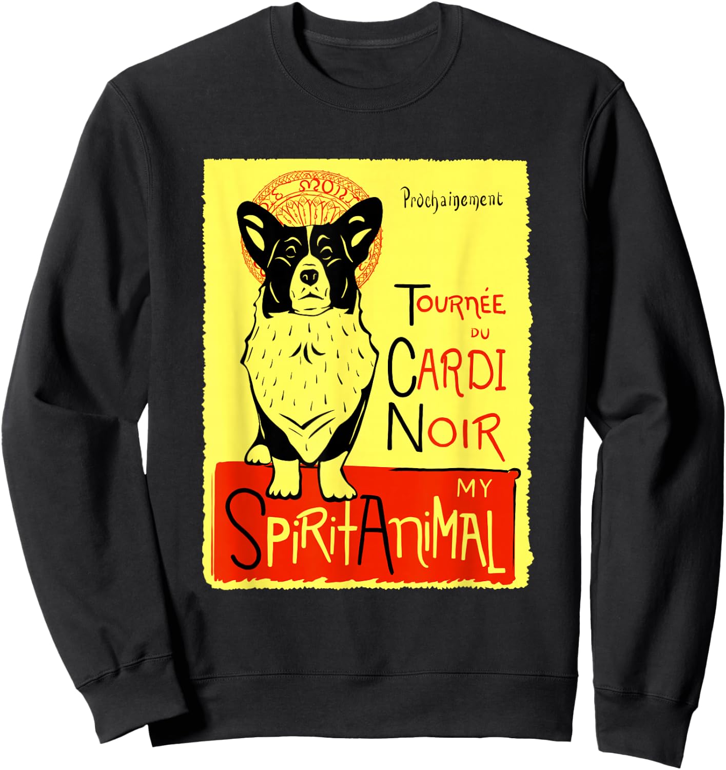 Funny Cardigan Welsh Corgi Cardi Artwork Sweatshirt - Sweatshirt | Black